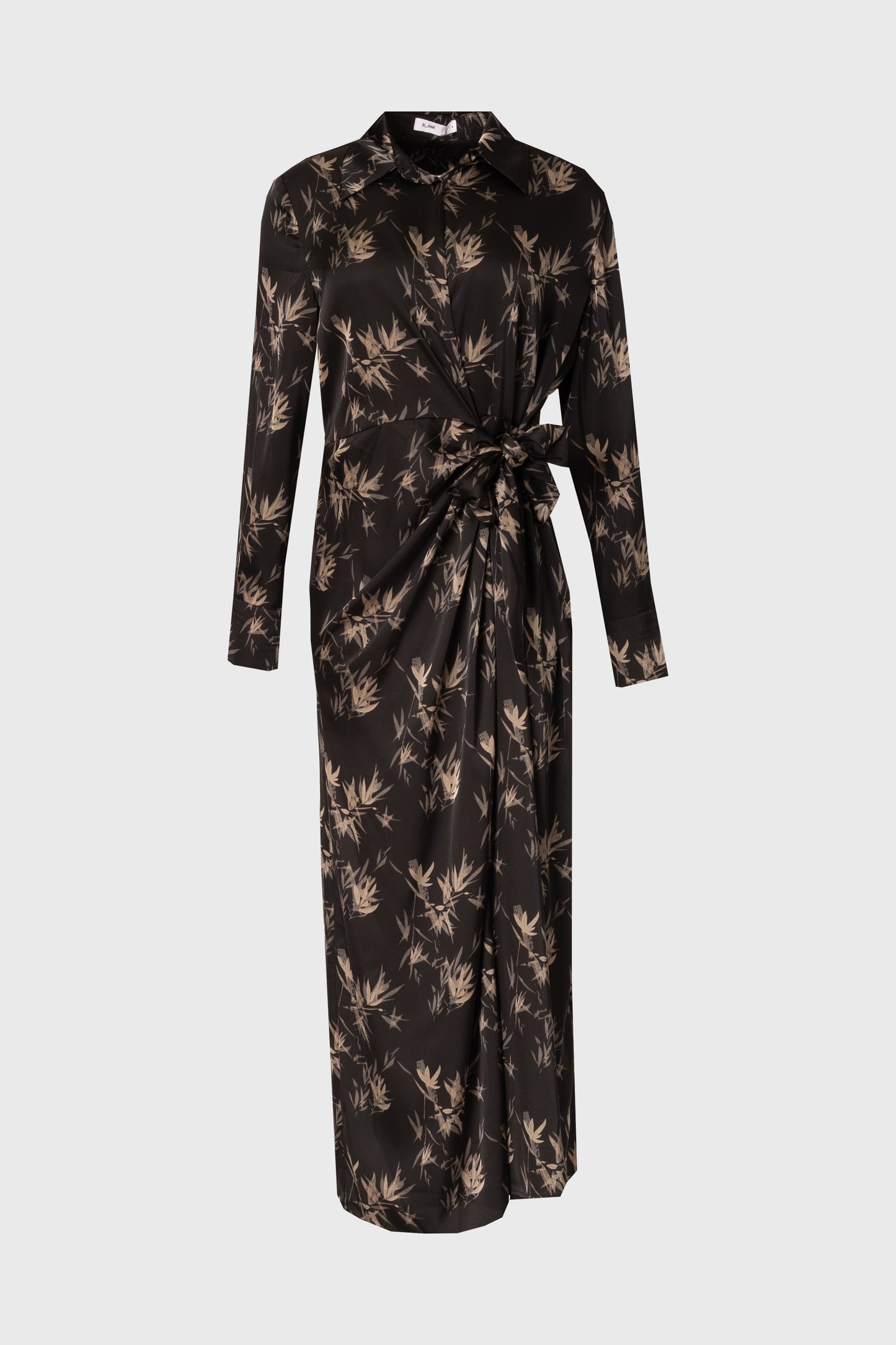 Black & Beige Side Tie Maxi Dress