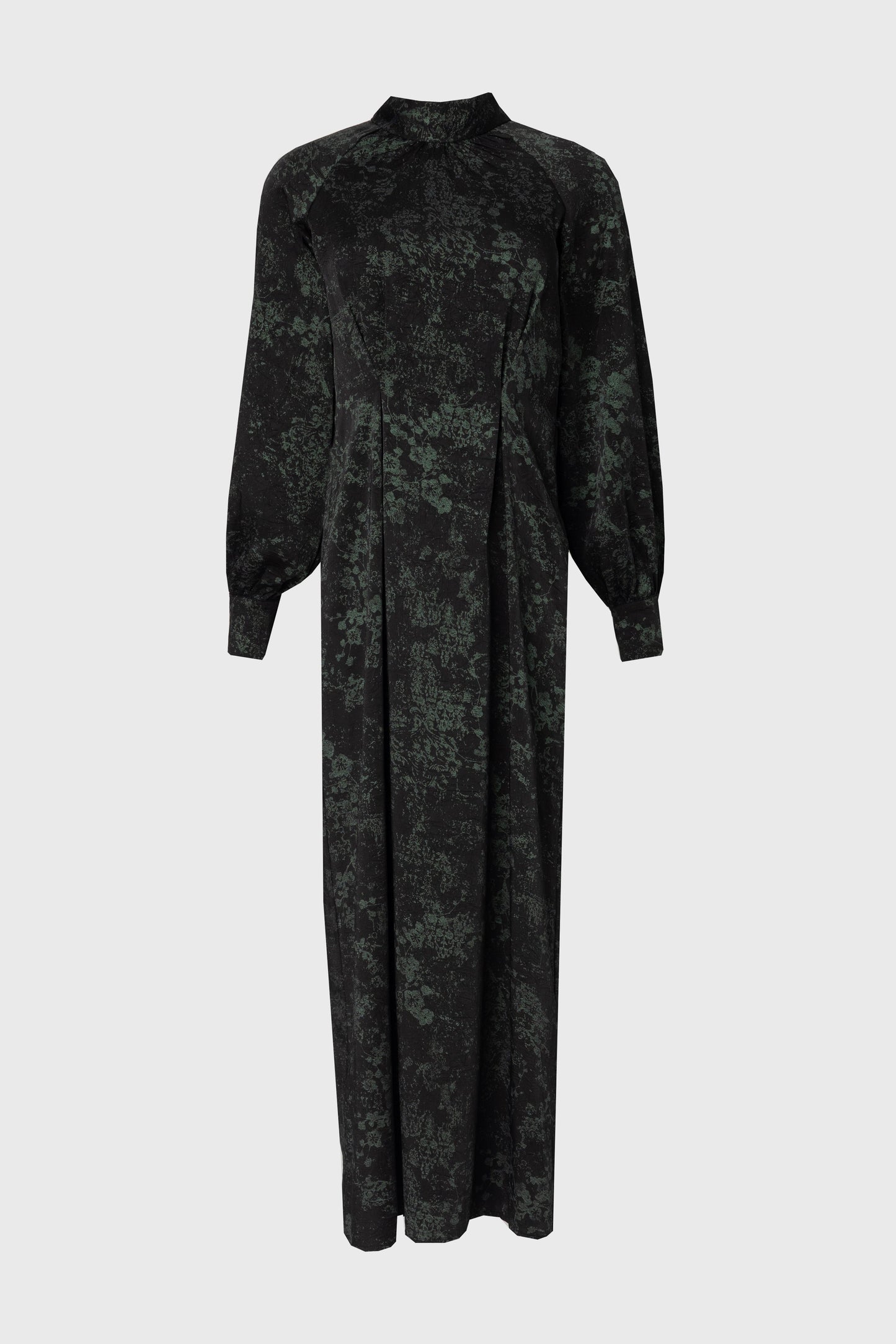 Black & Green Printed Tie Neck Dress