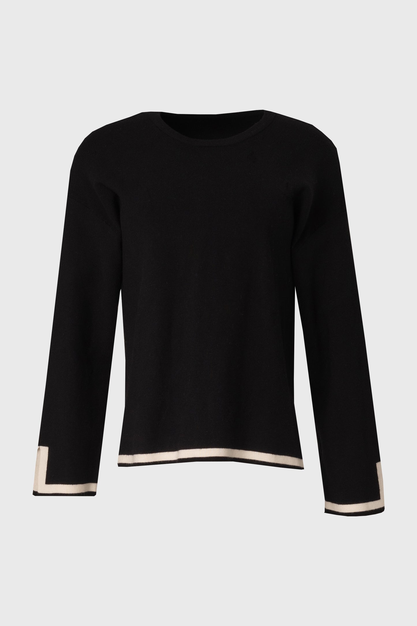 Black Contrast Trim Knit Sweater