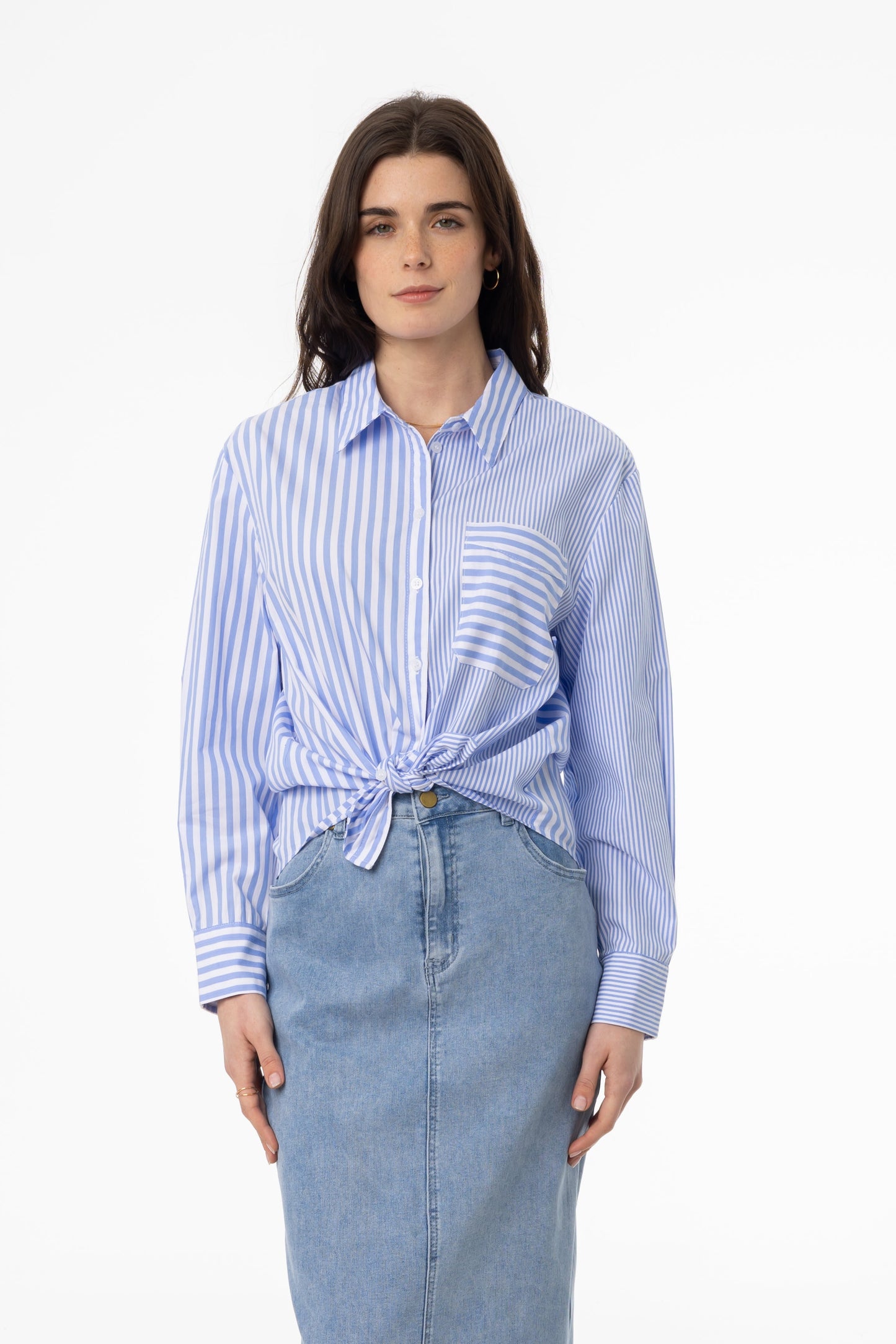 Blue Stripe Combo Blouse