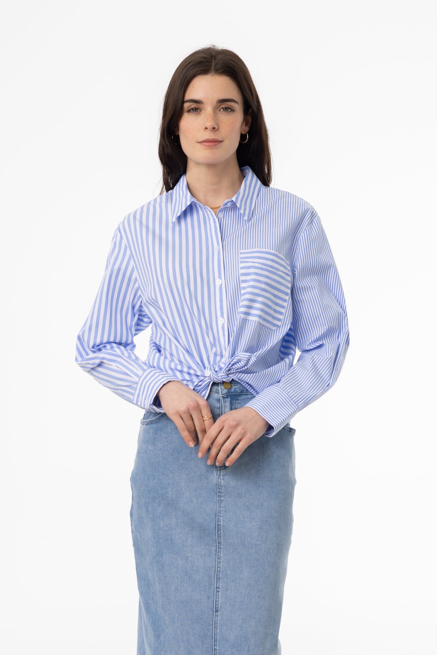 Blue Stripe Combo Blouse
