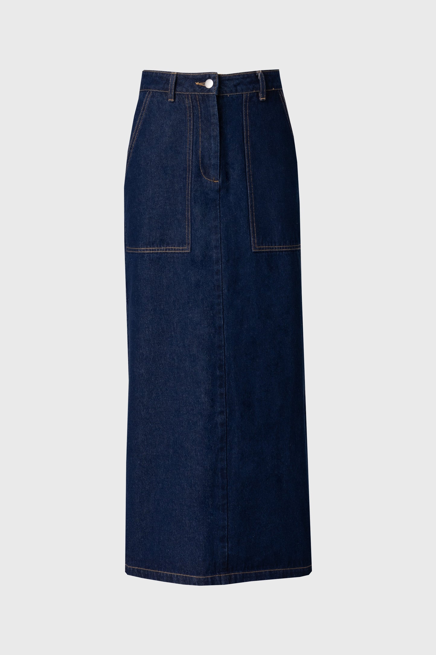 Blue Exposed Pocket Denim Skirt