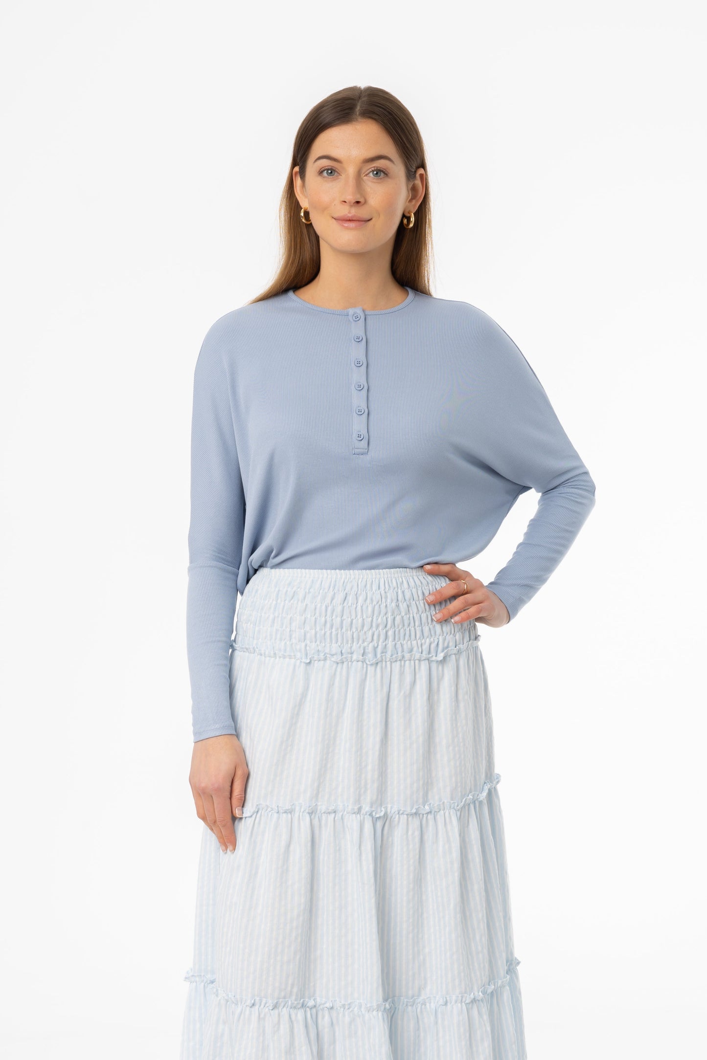 Blue Henley Dolman T-Shirt