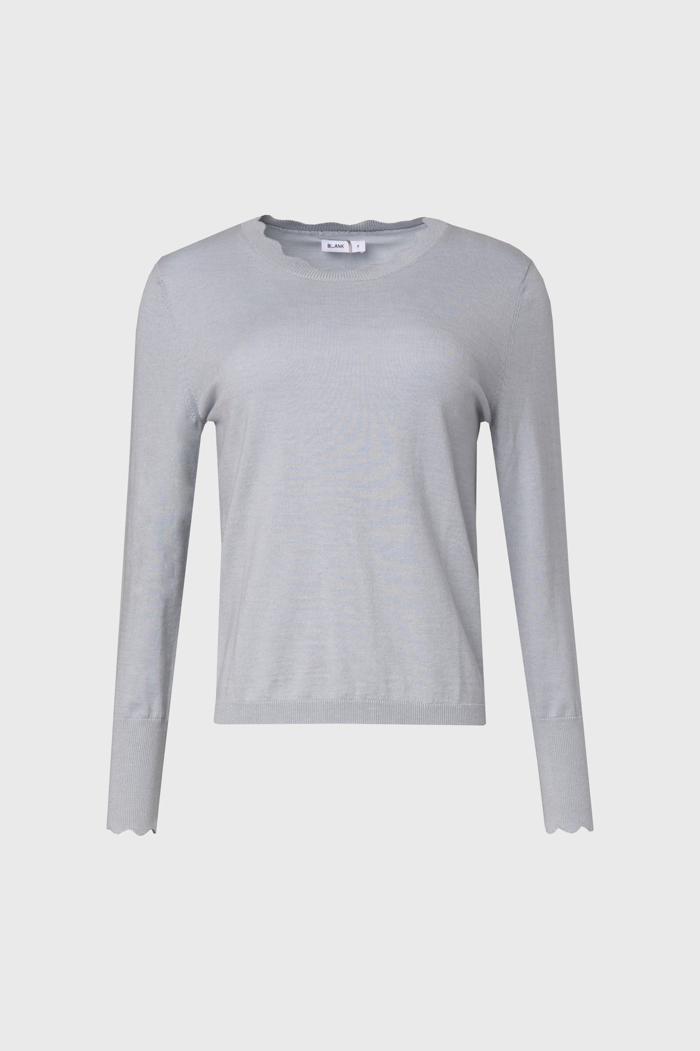 Blue Scalloped Thin Knit Top