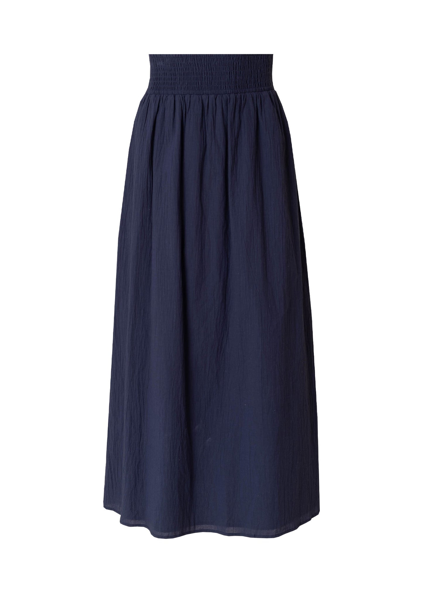Navy Smocked Maxi Skirt
