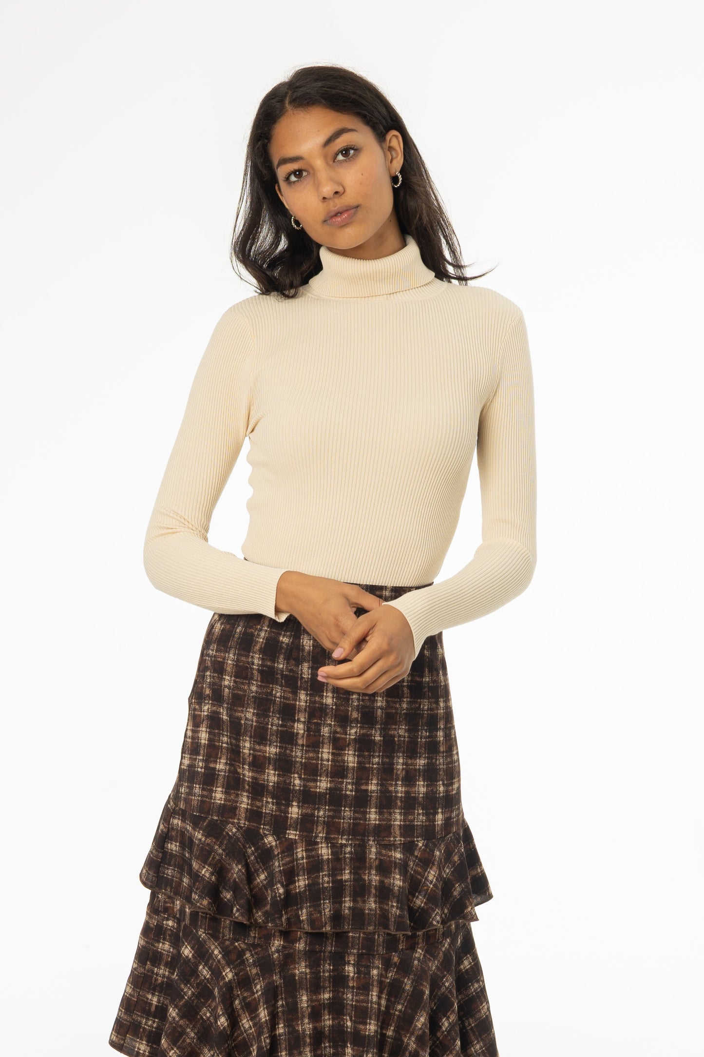 Bone Basic Ribbed Knit Turtleneck