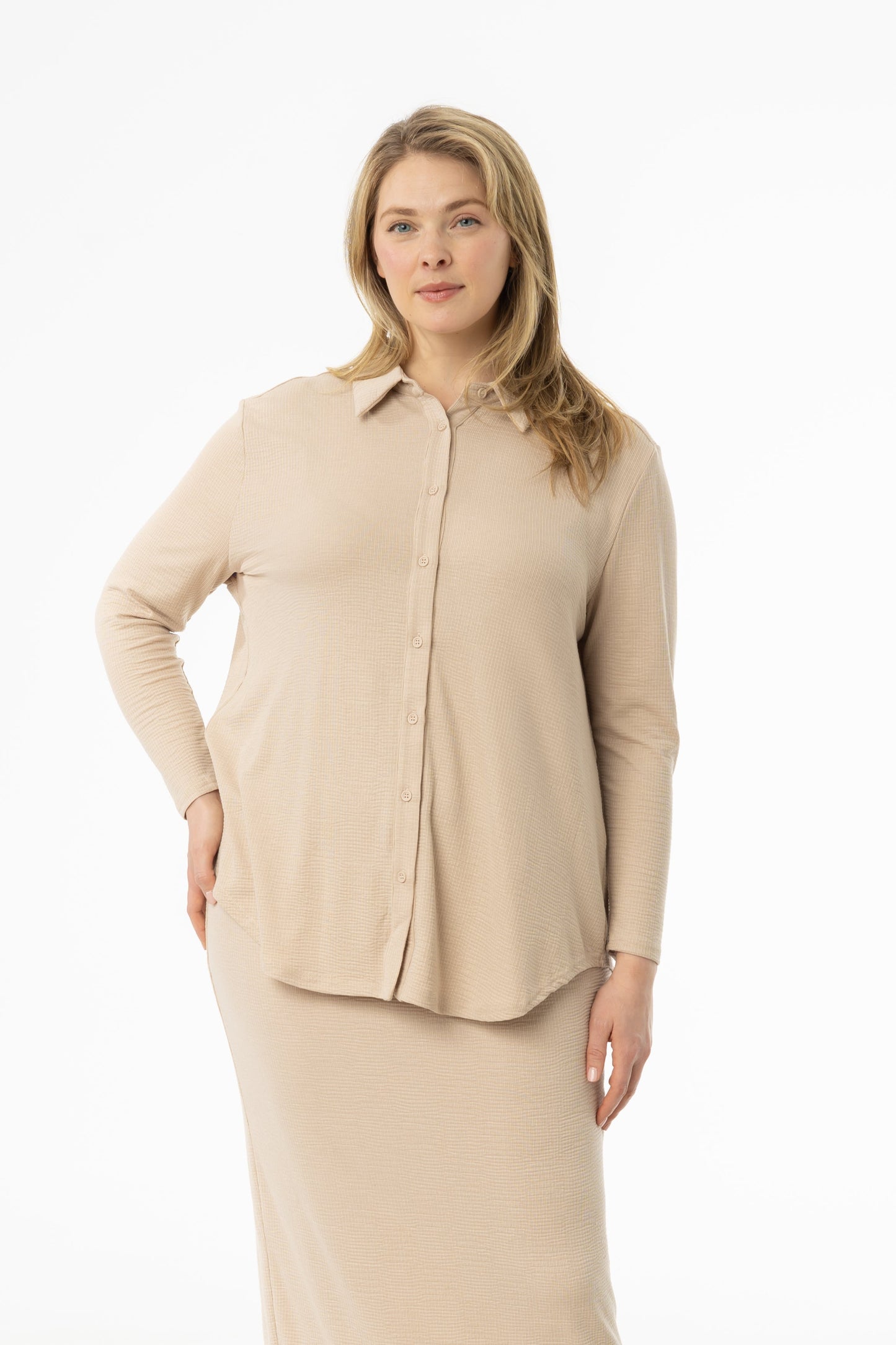 Bone Waved Button Down Shirt