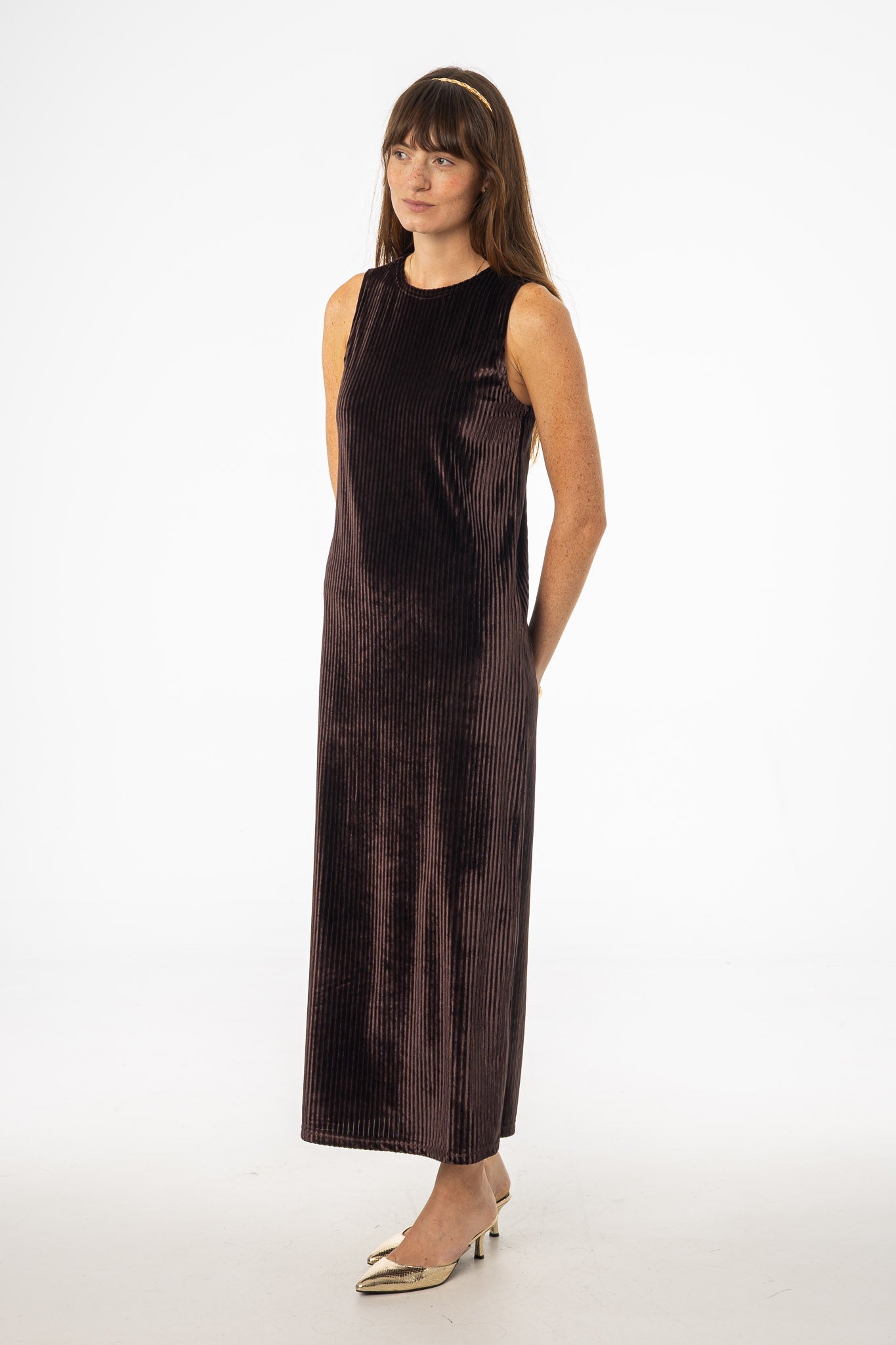 Brown Ribbed Velour Jumper