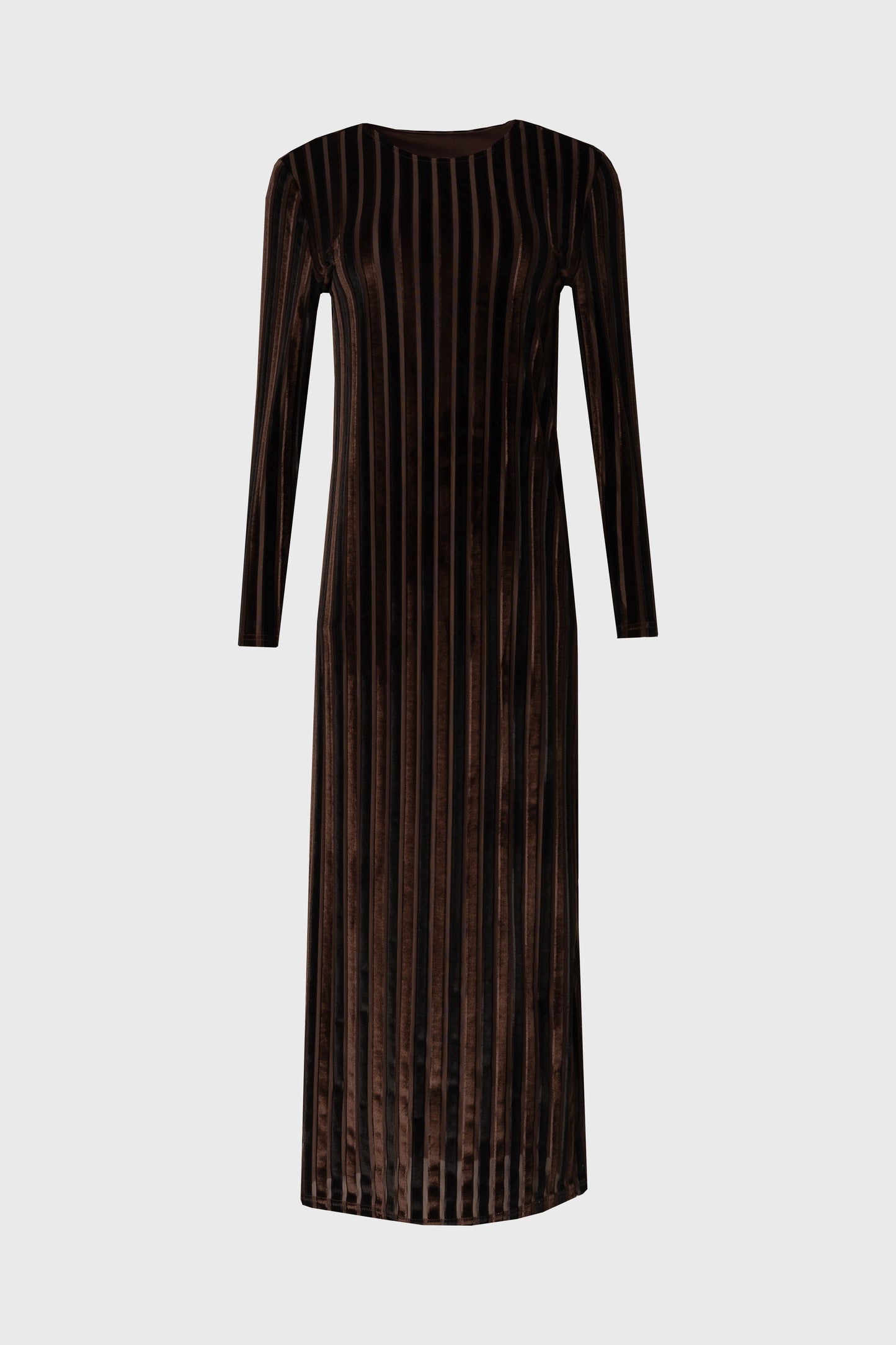 Brown Double Ribbed Velour Maxi Dress