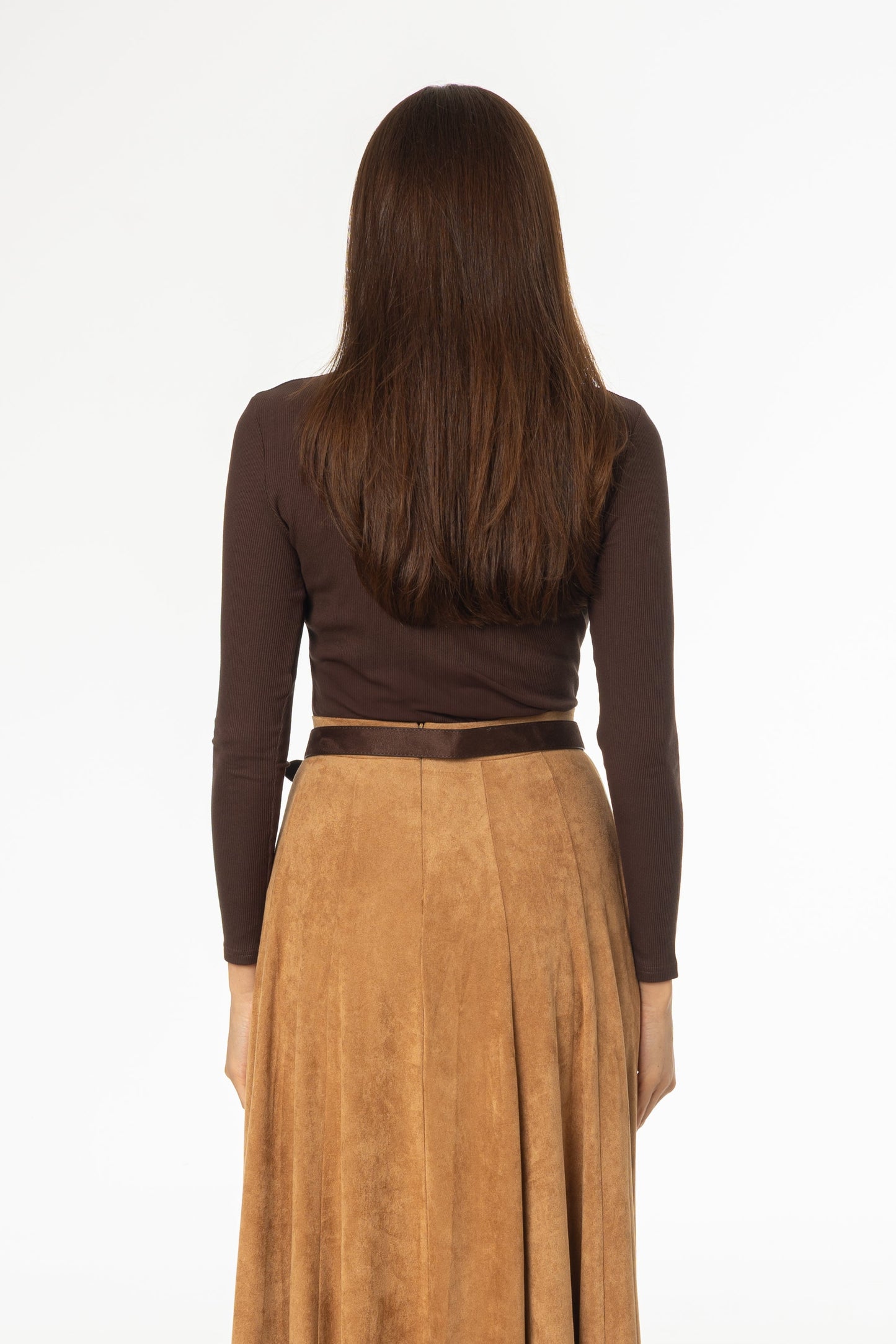 Brown Solid Turtleneck Top