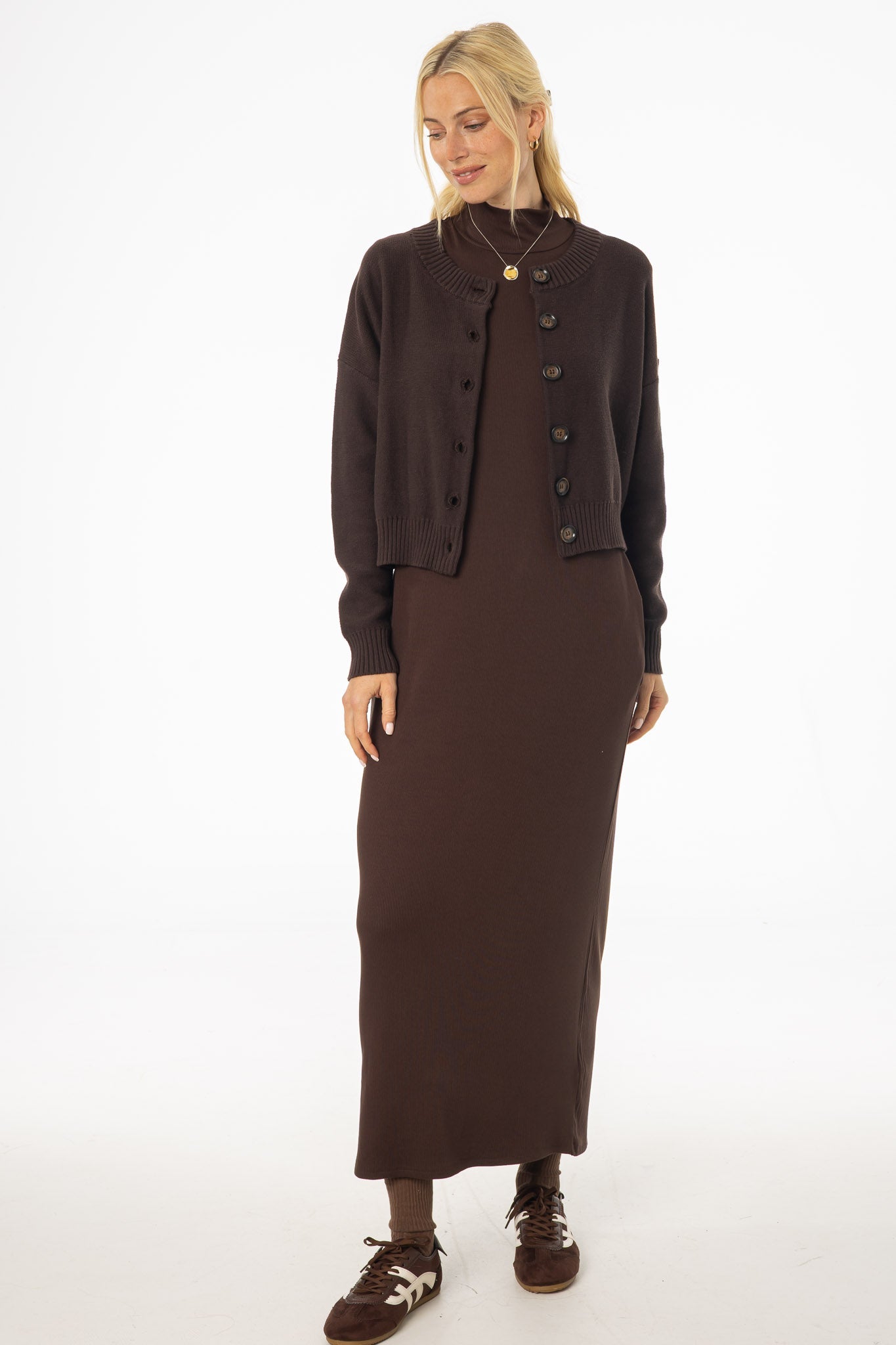 Brown Turtleneck Basic Maxi