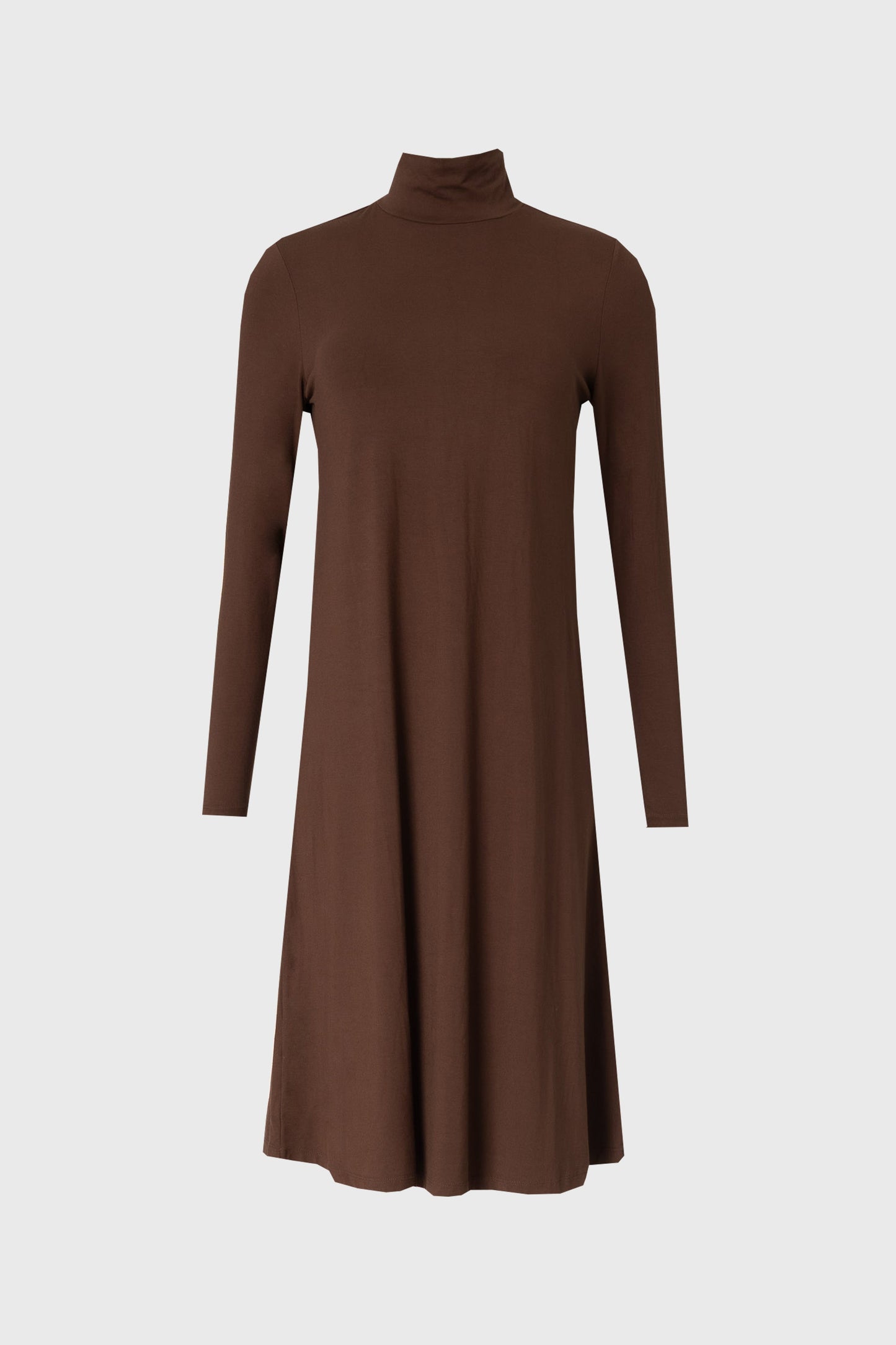 Brown Turtleneck Swing Dress