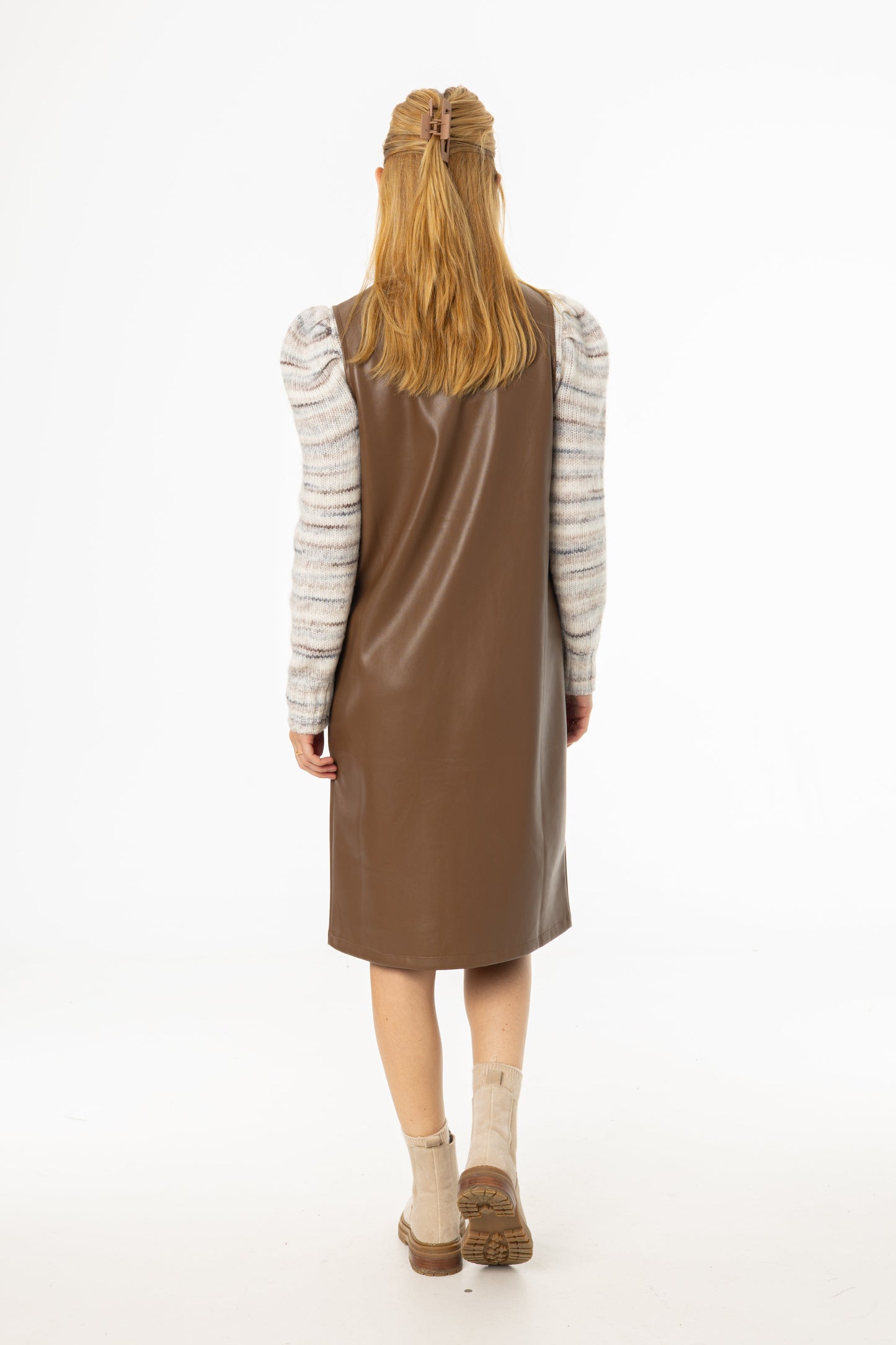 Brown Vegan Leather Vest Dress