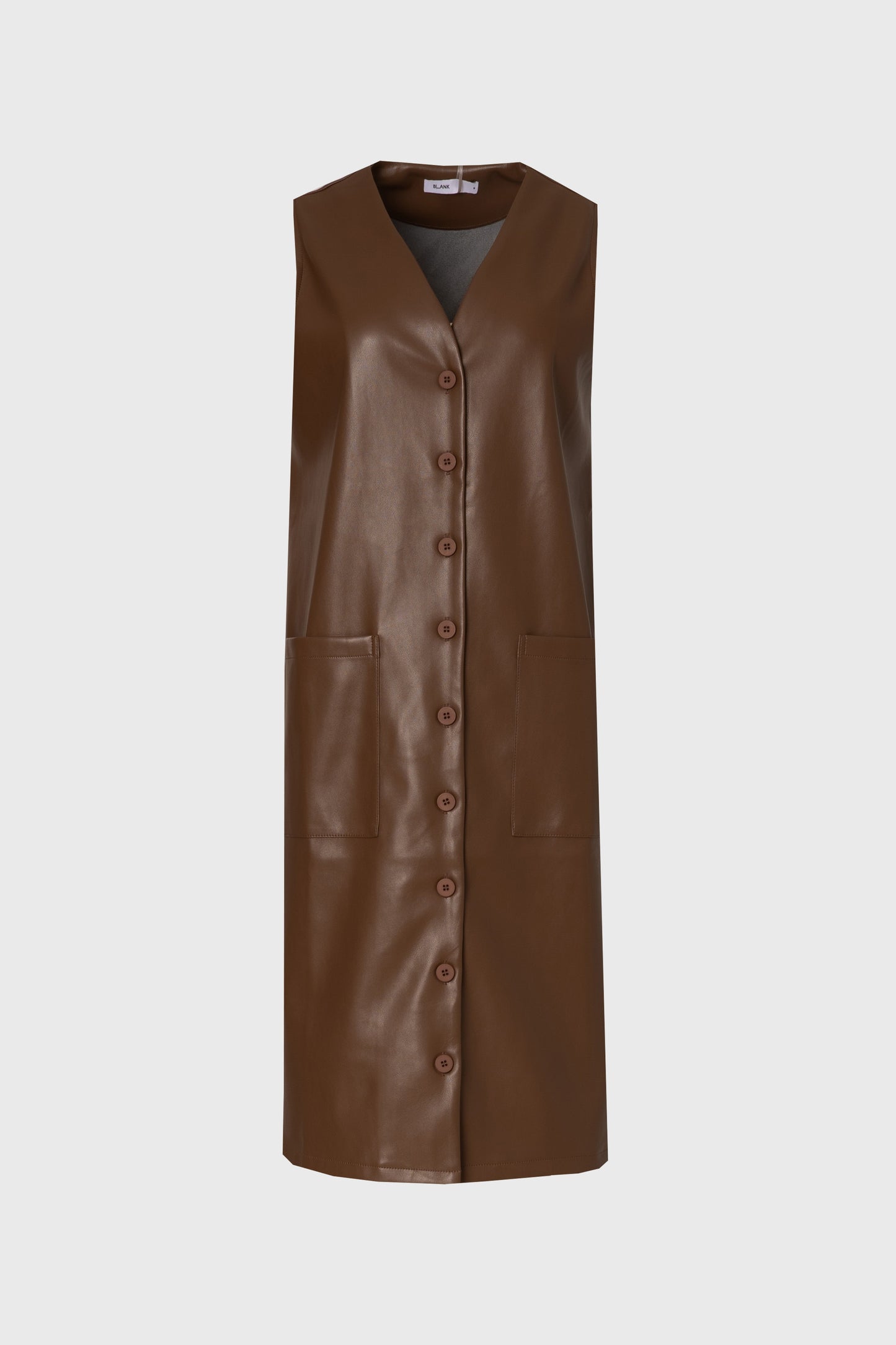 Brown Vegan Leather Vest Dress