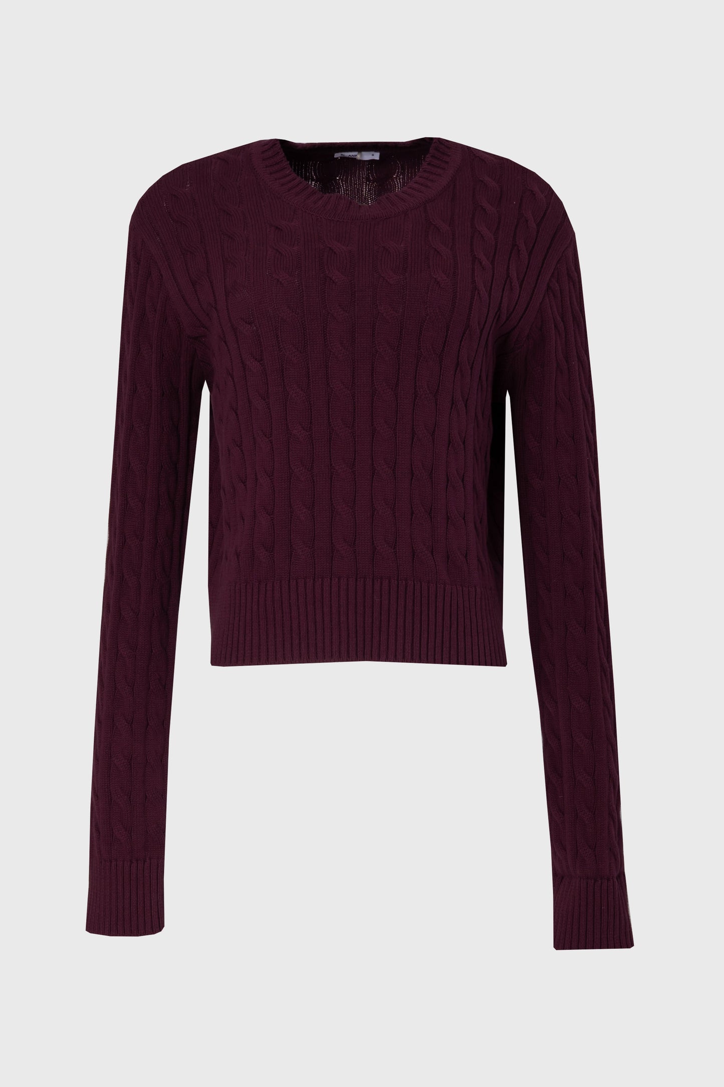 Burgundy Round Neck Cable Knit Sweater