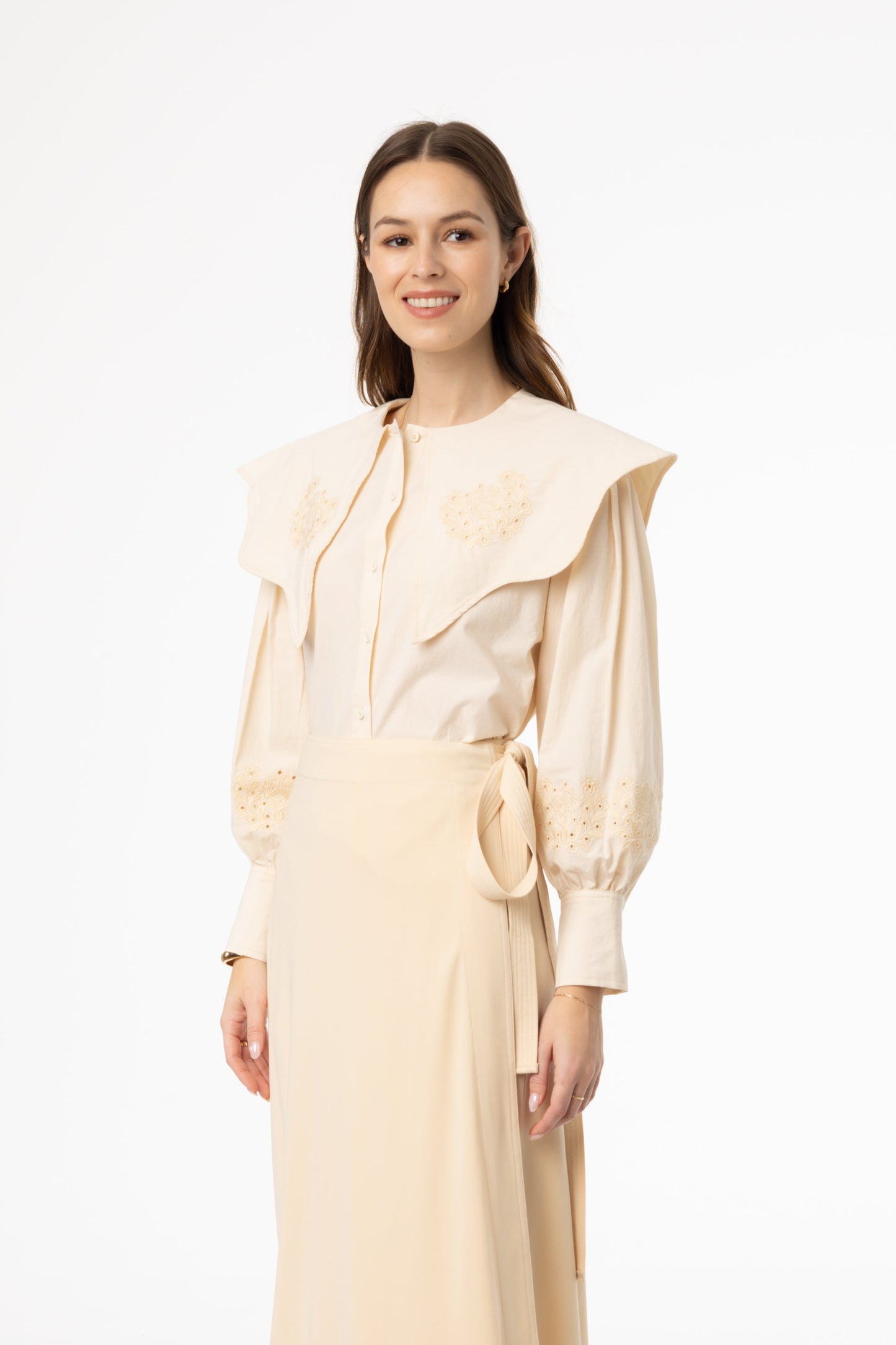 Cream Floral Embroidered Blouse