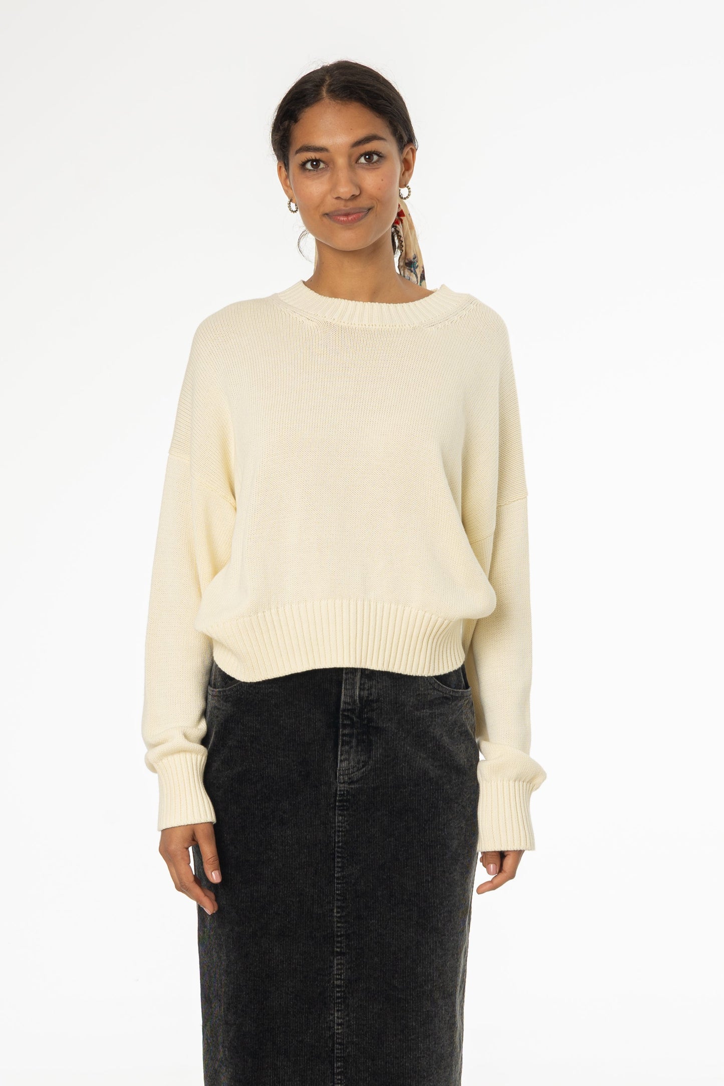 Cream High-Low Oversized Sweater