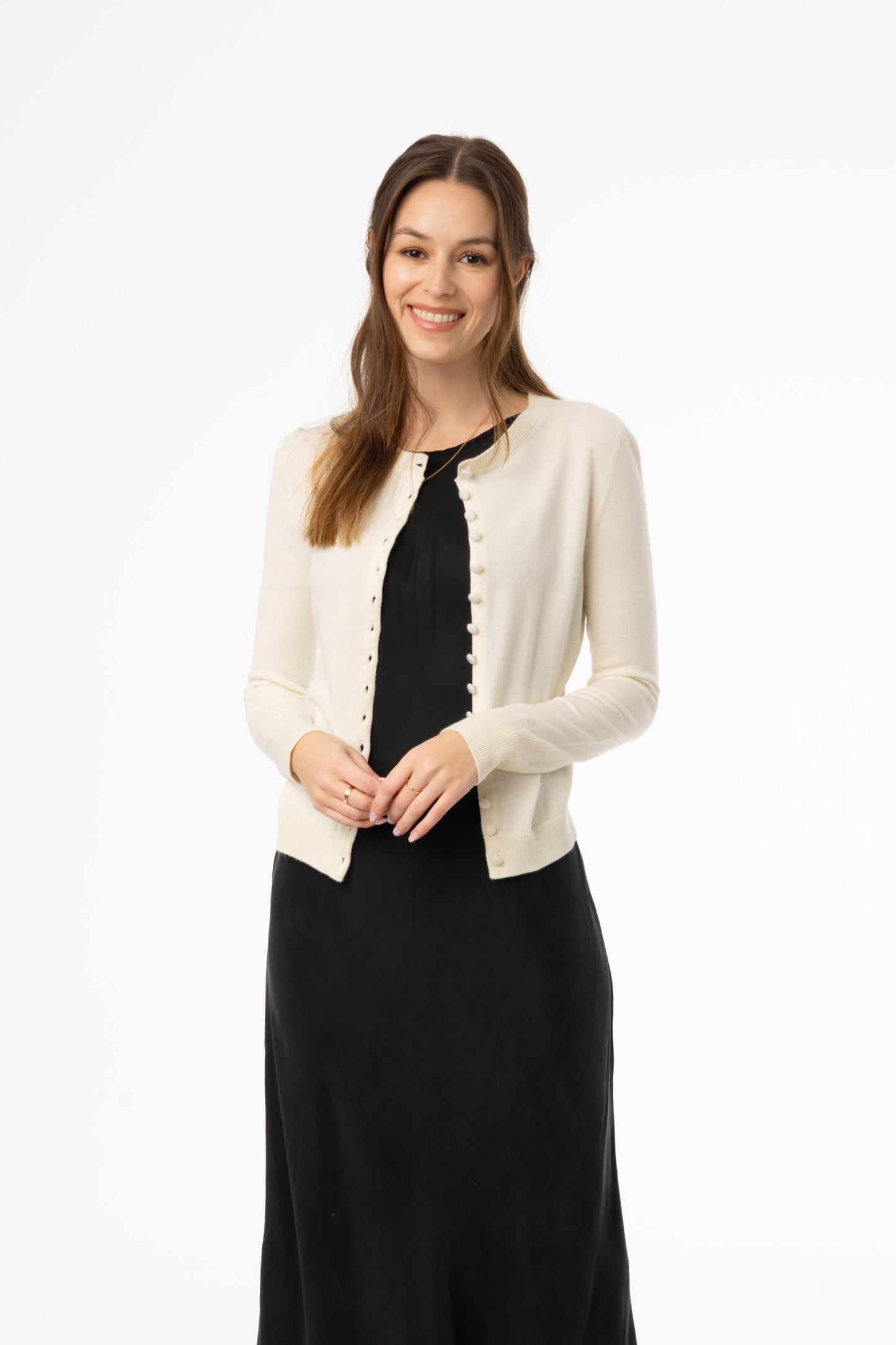 Cream Button Knit Cardigan
