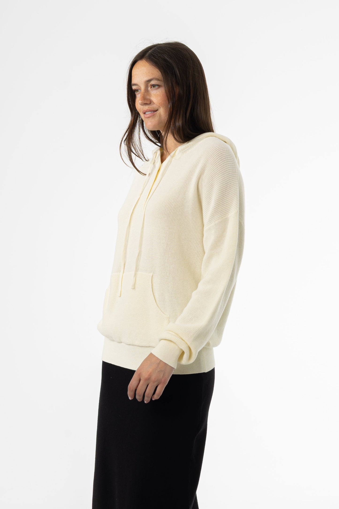 Cream Knit Hoodie Sweater