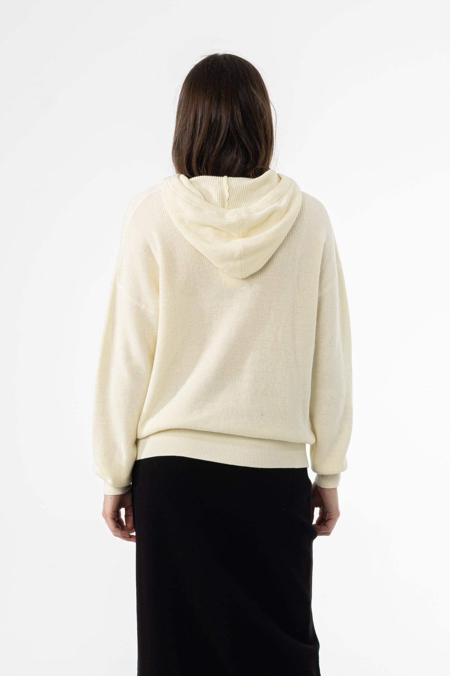 Cream Knit Hoodie Sweater