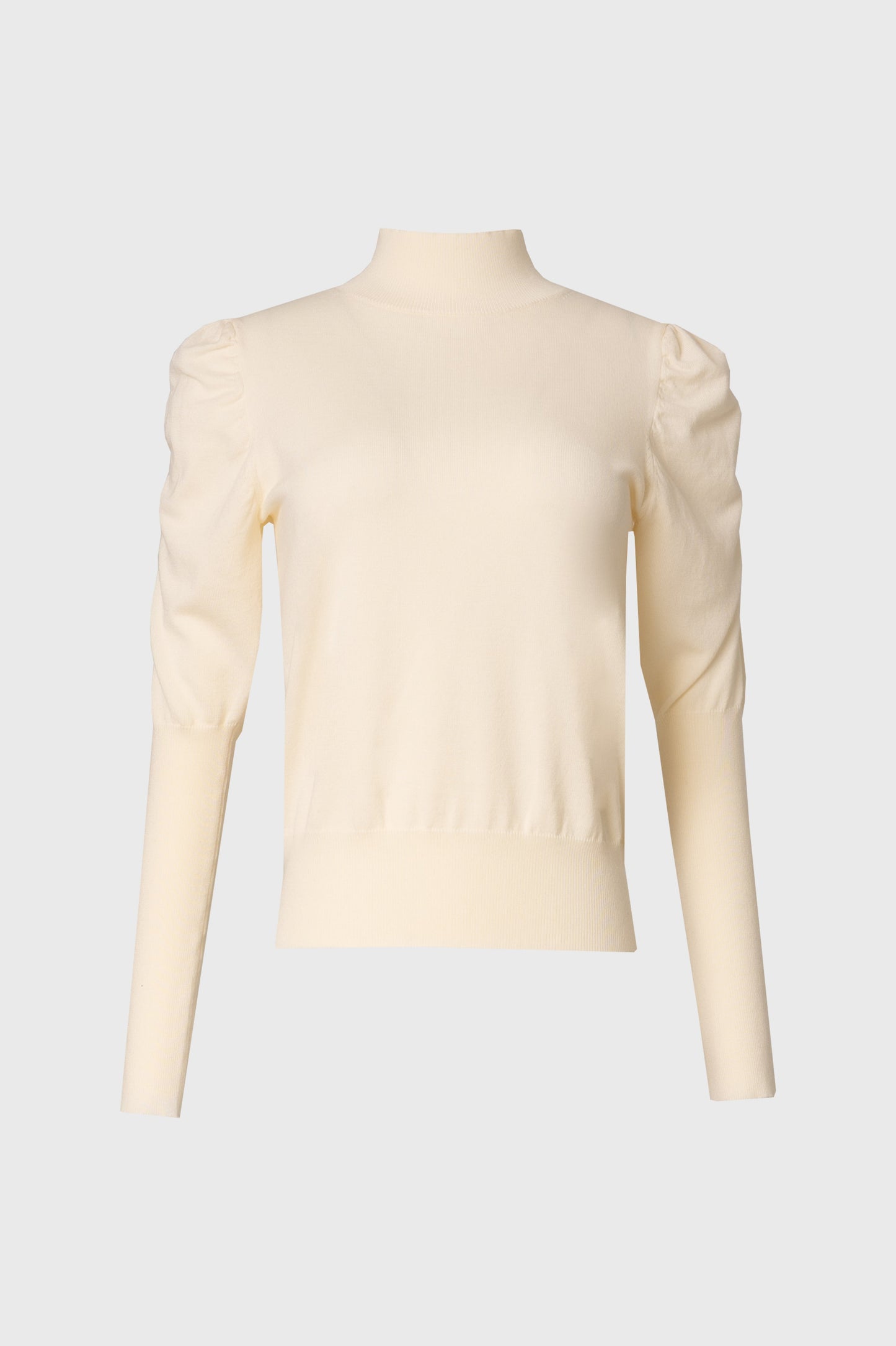 Cream Puff Sleeve Knit Turtleneck Sweater