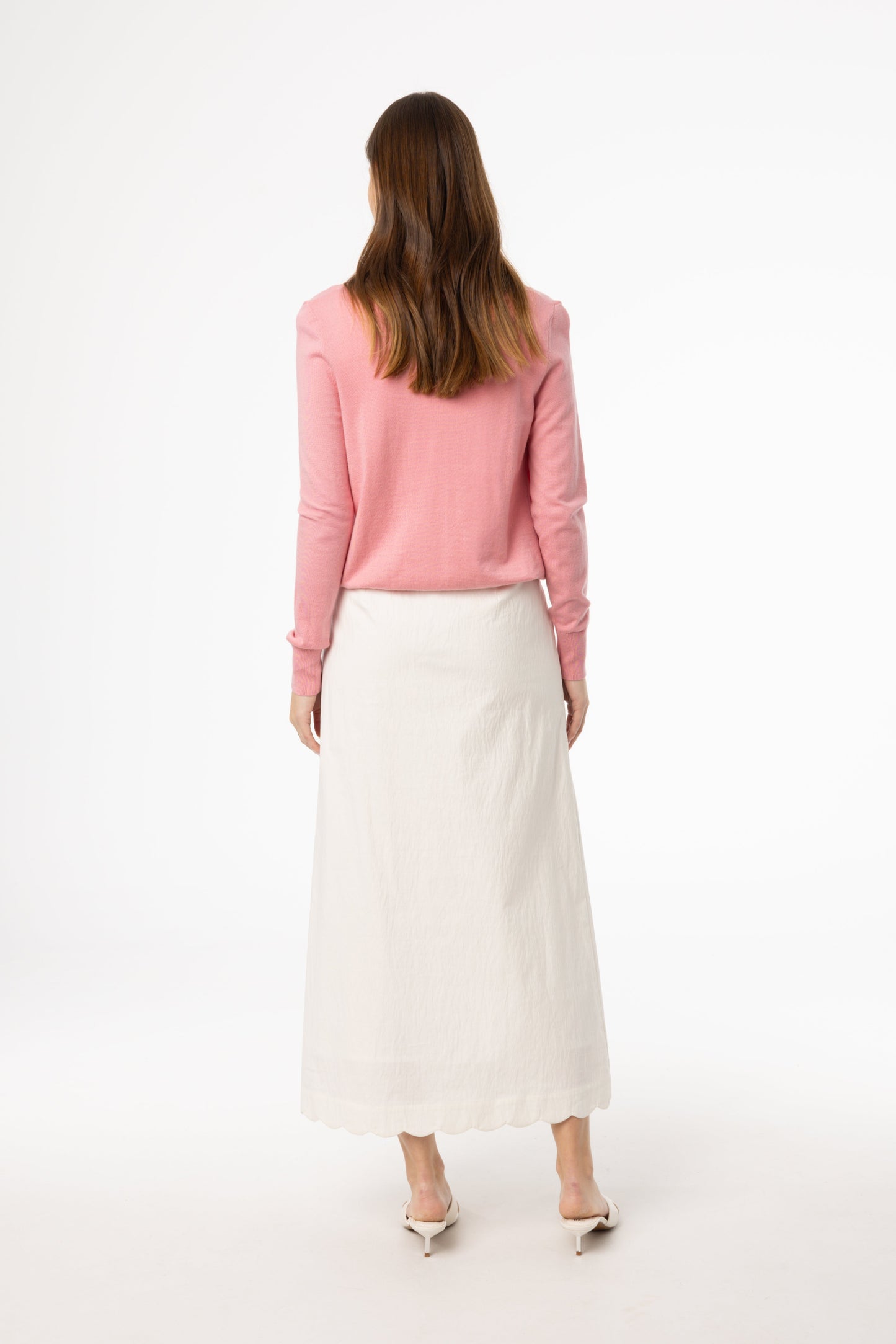 Cream Scalloped Maxi Skirt