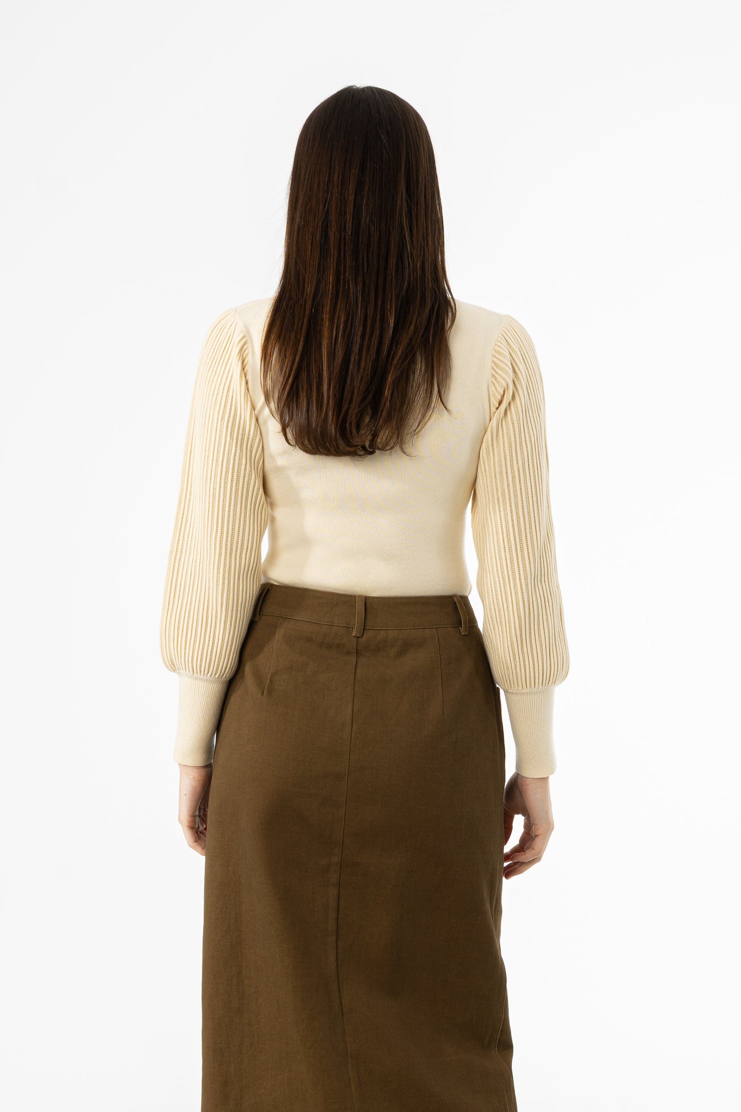 Cream Sparkle Balloon Sleeve Sweater