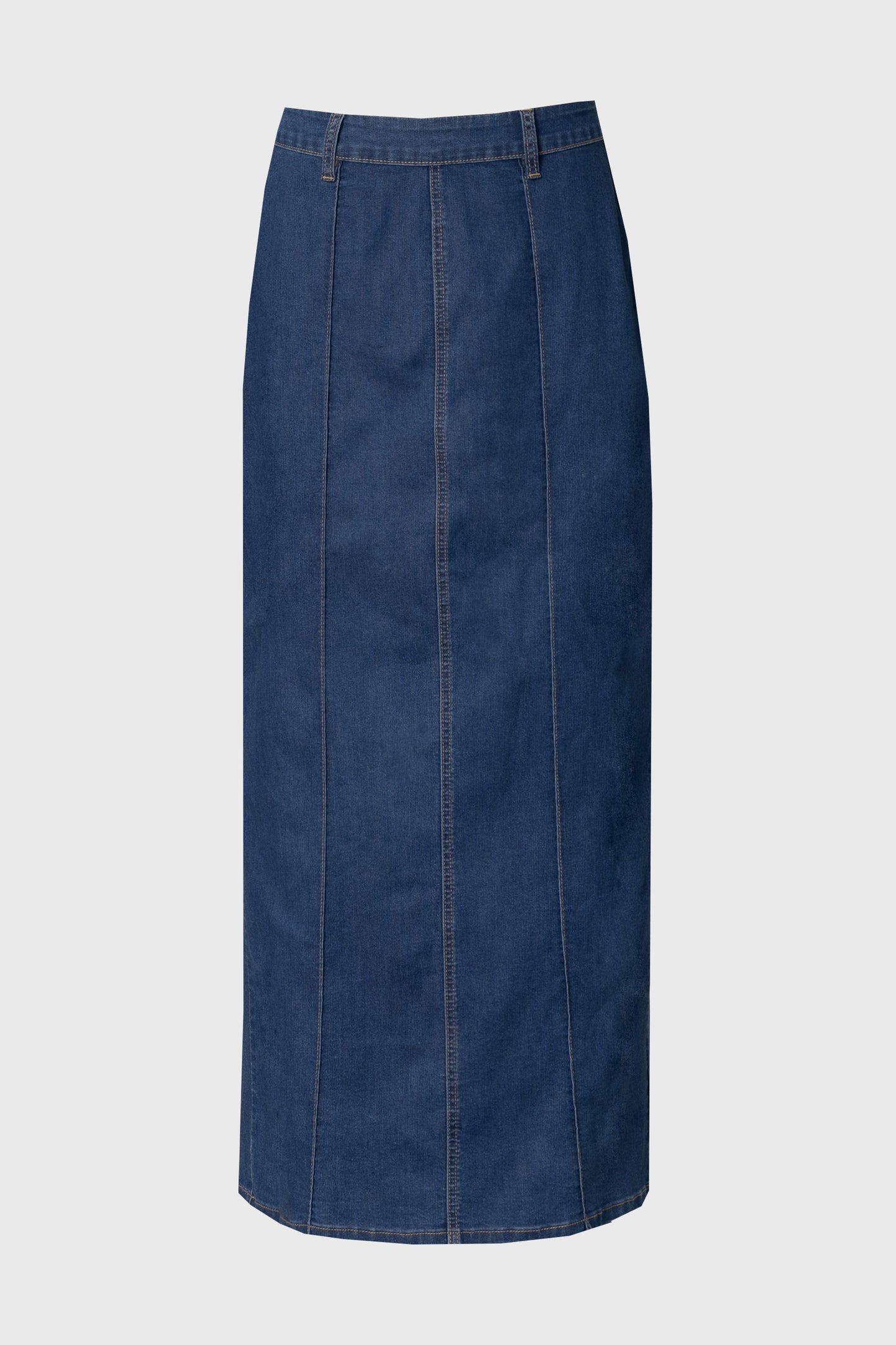 Dark Blue Straight Denim Maxi Skirt