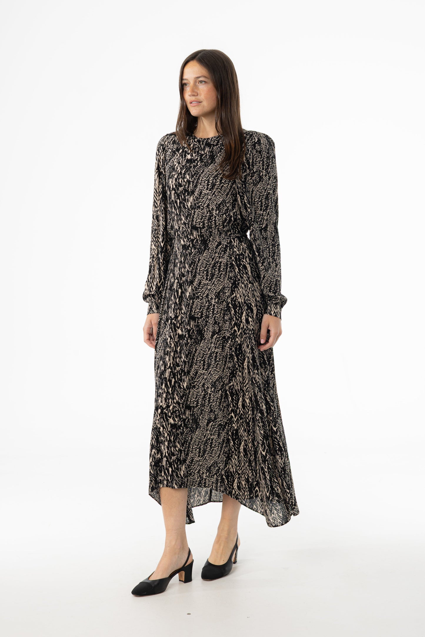 Black Multi Puff Shoulder Maxi Dress