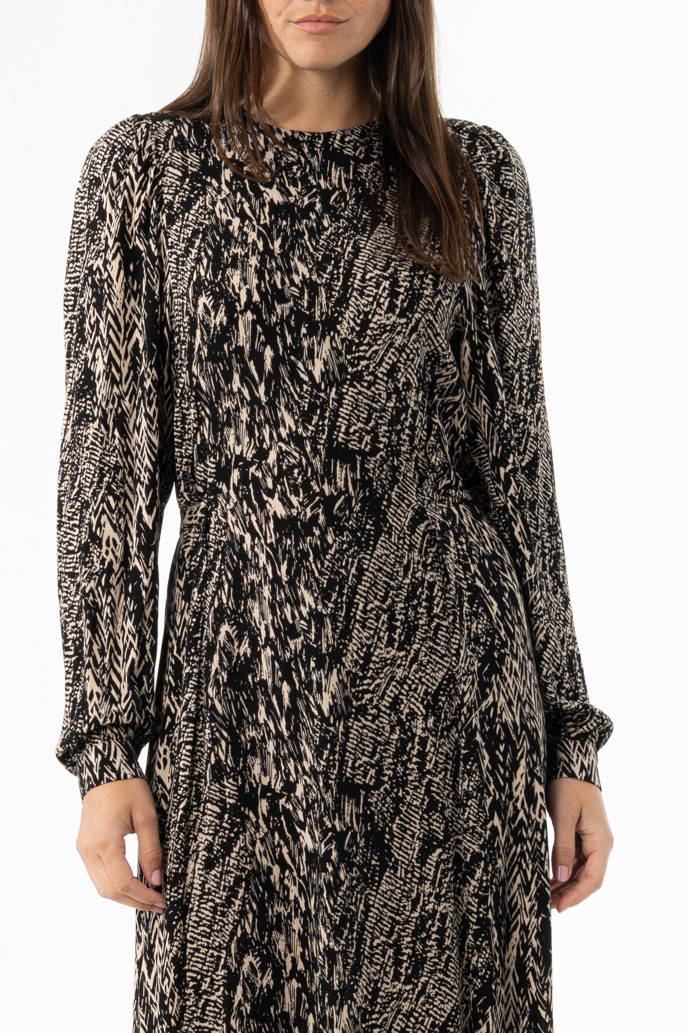Black Multi Puff Shoulder Maxi Dress