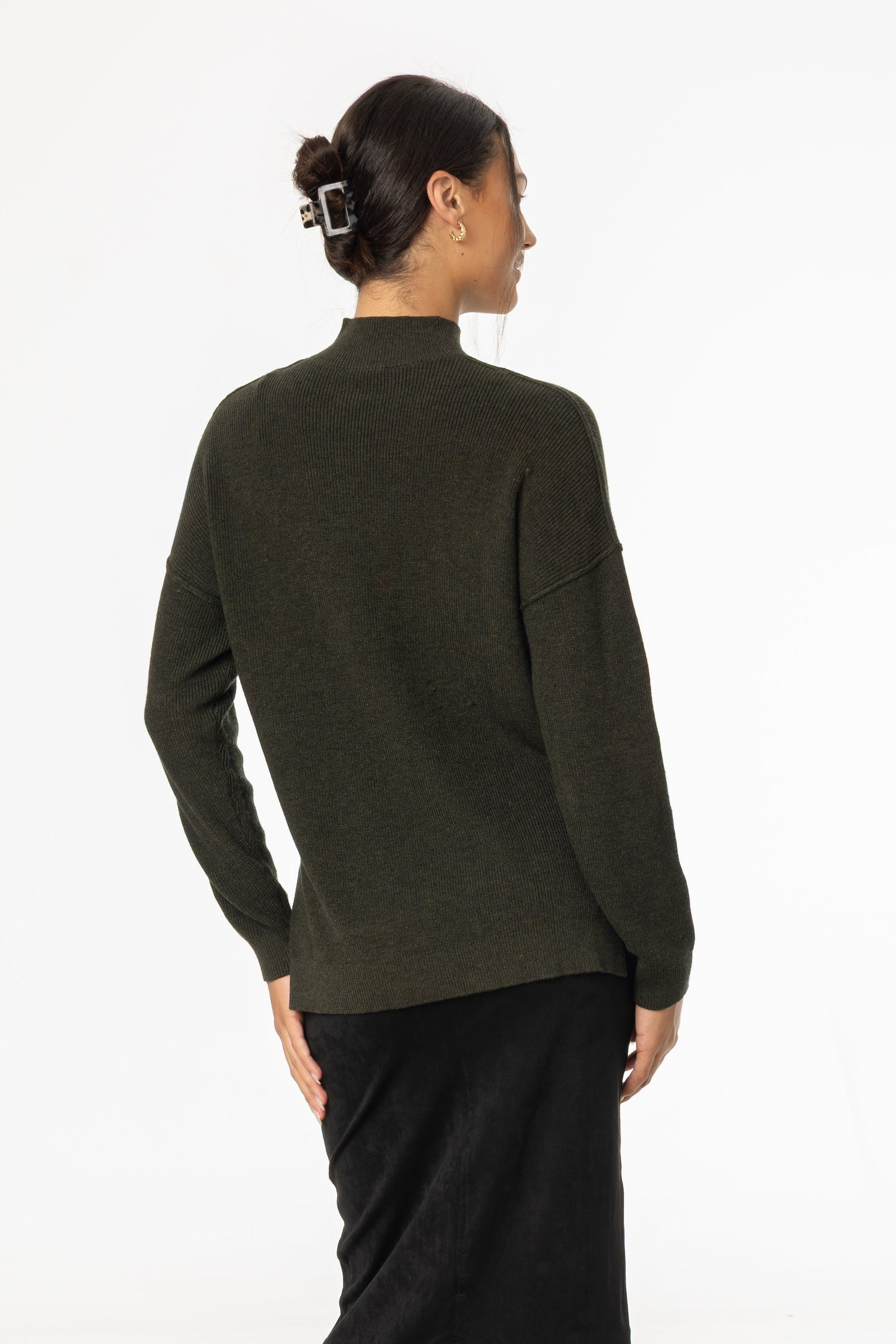 Olive Drop Shoulder Knit Sweater