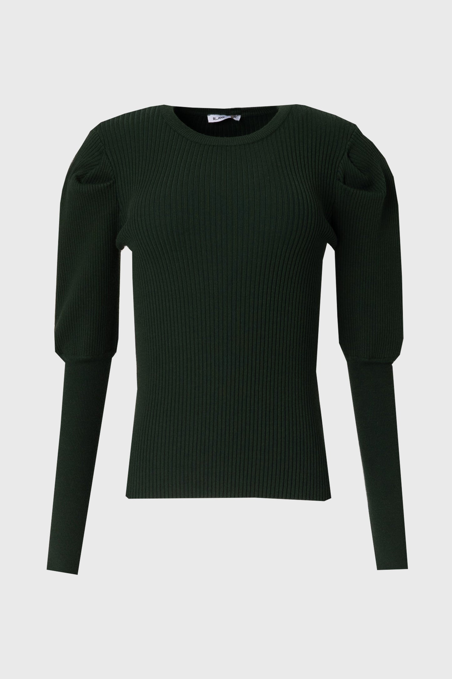 Green Puff Sleeve Knit Sweater Top