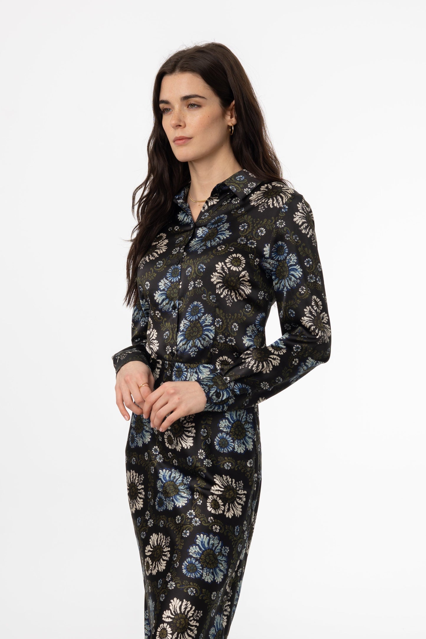 Green and Blue Printed Blouse