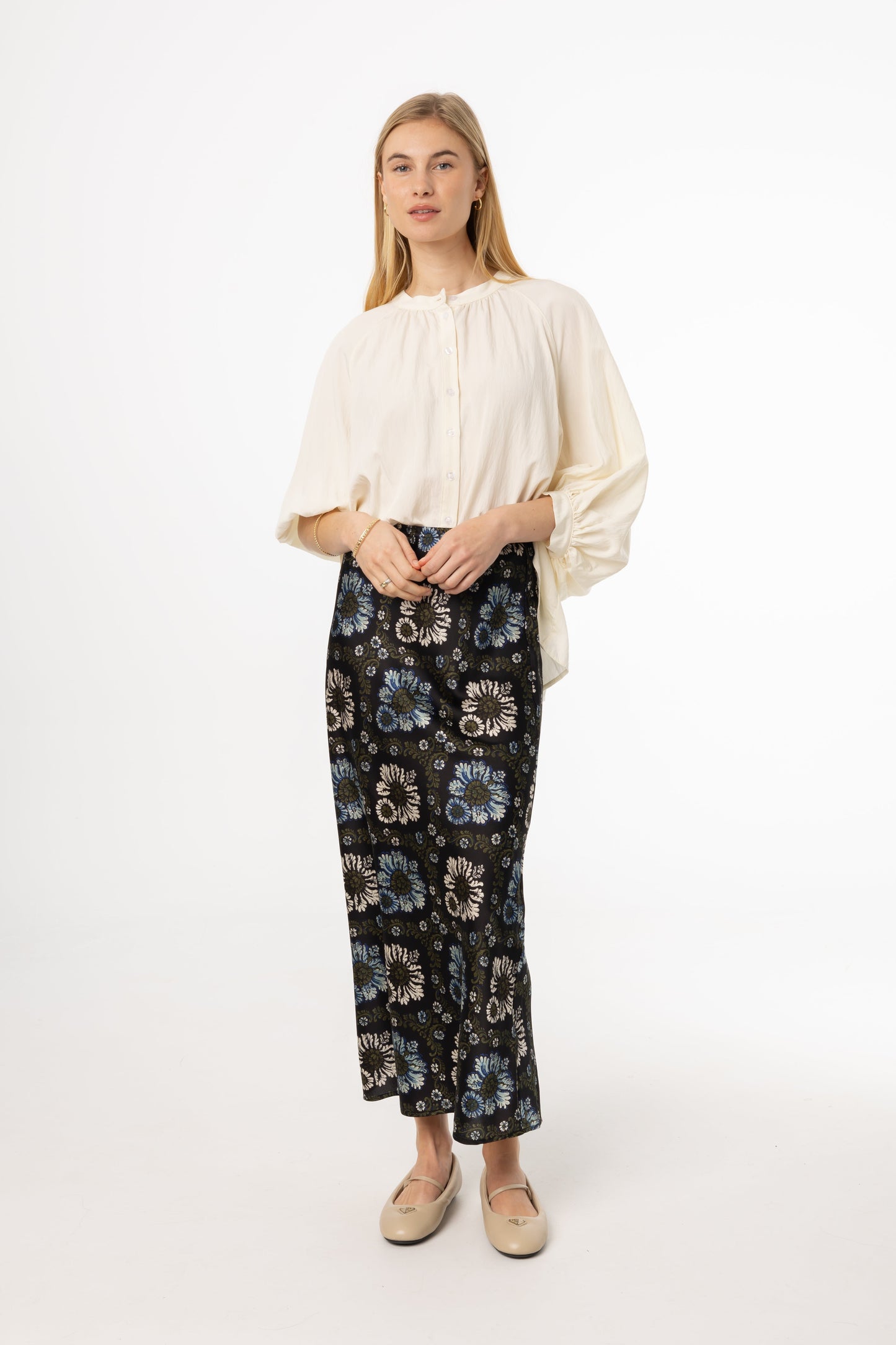 Green and Blue Printed Skirt