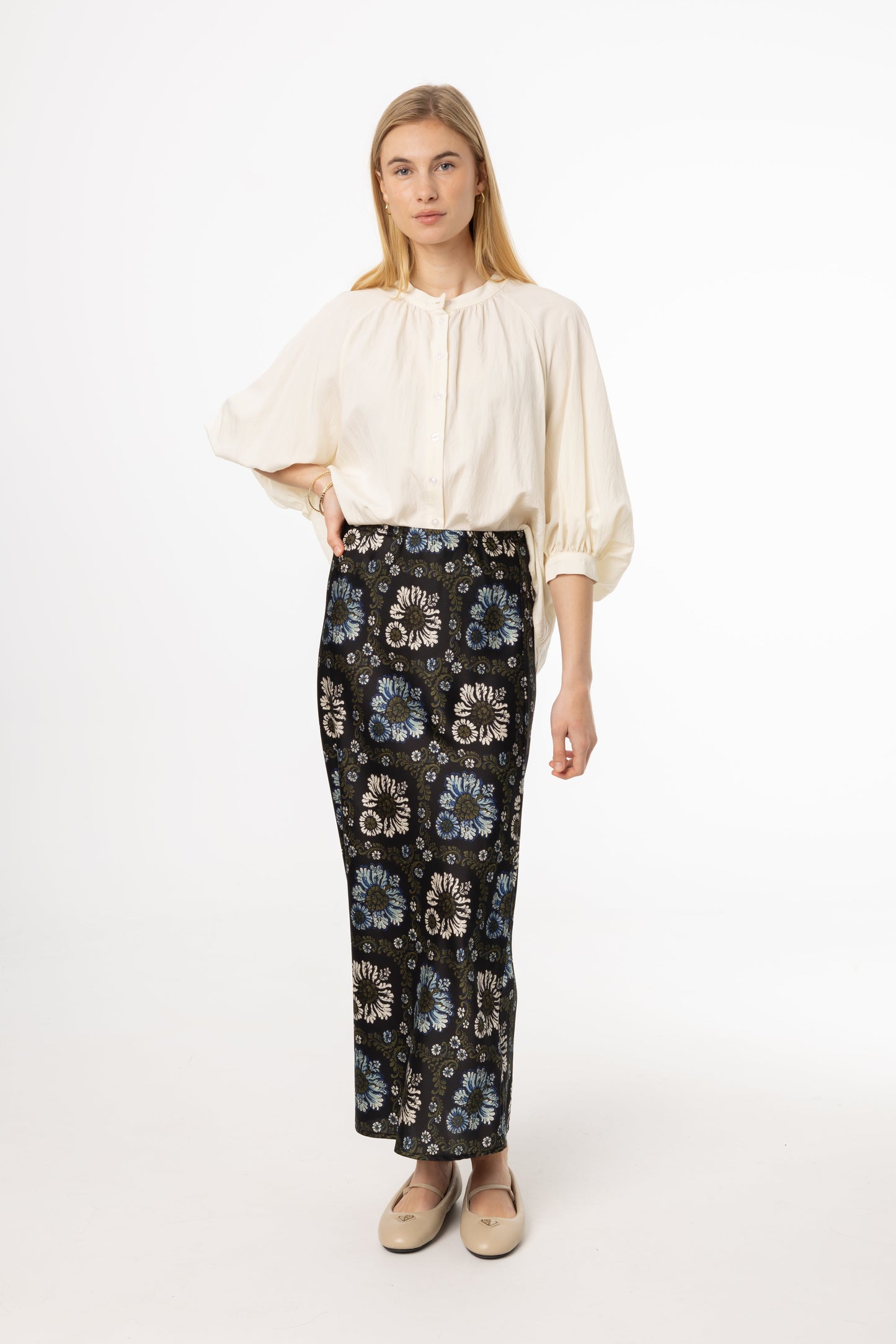 Green and Blue Printed Skirt