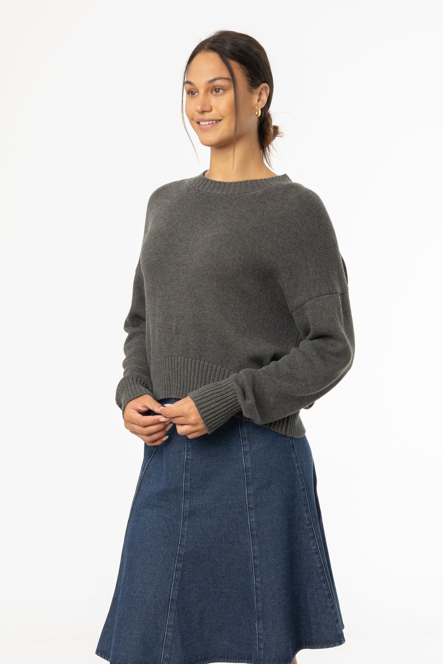 Grey High-Low Oversized Sweater