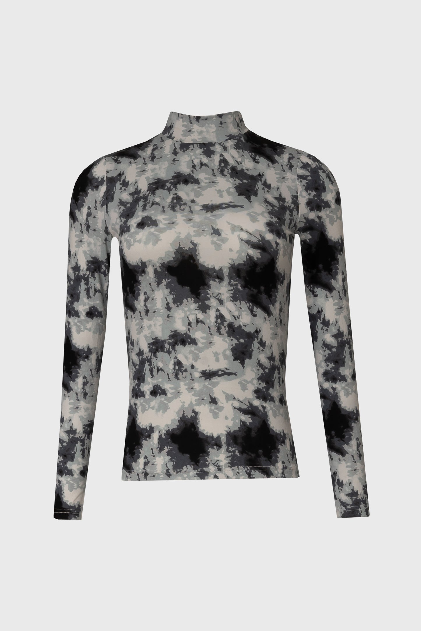 Grey Printed Mock Neck Top