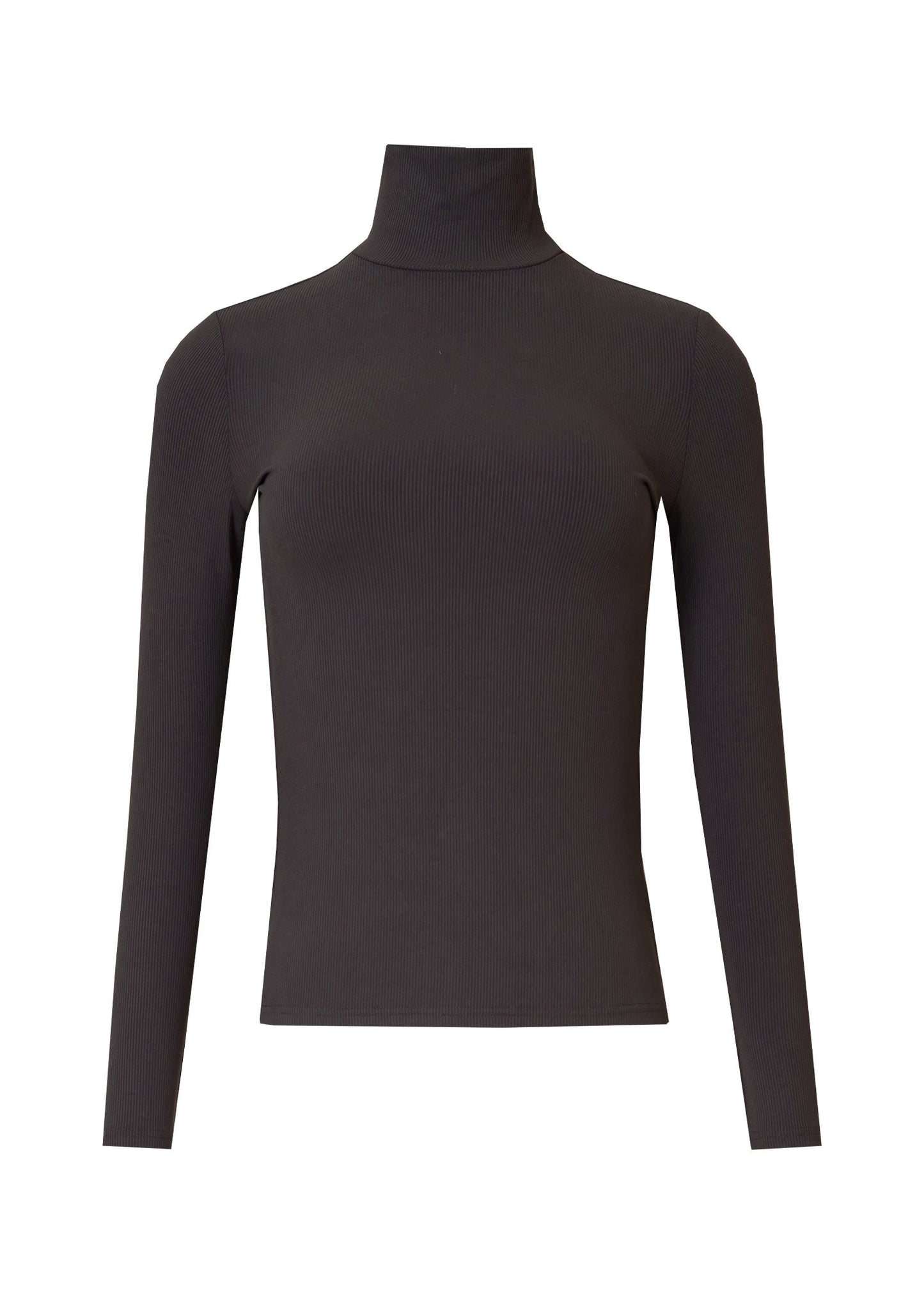 Grey Ribbed Turtleneck Top