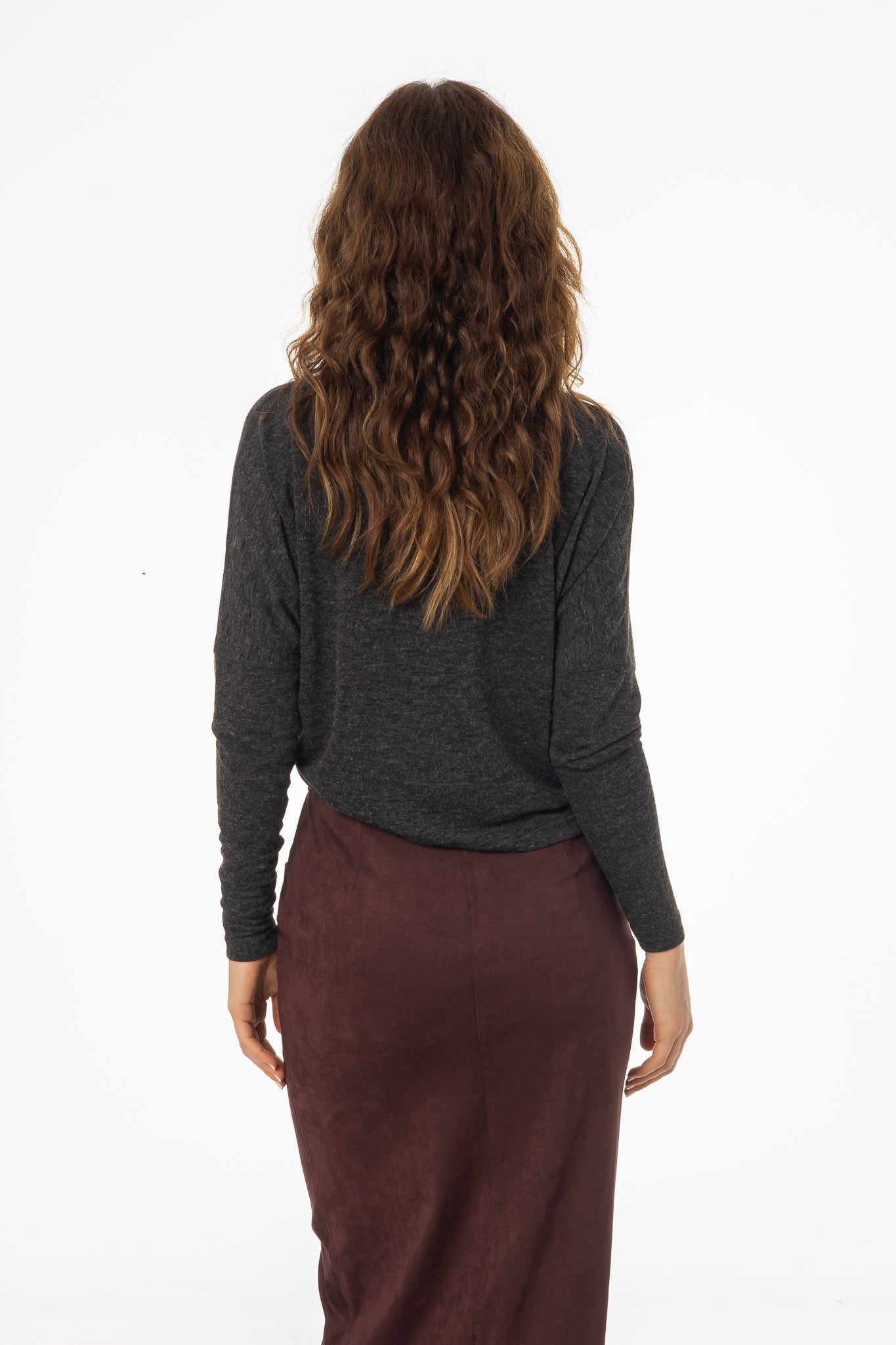 Grey Swing Mock Neck Top