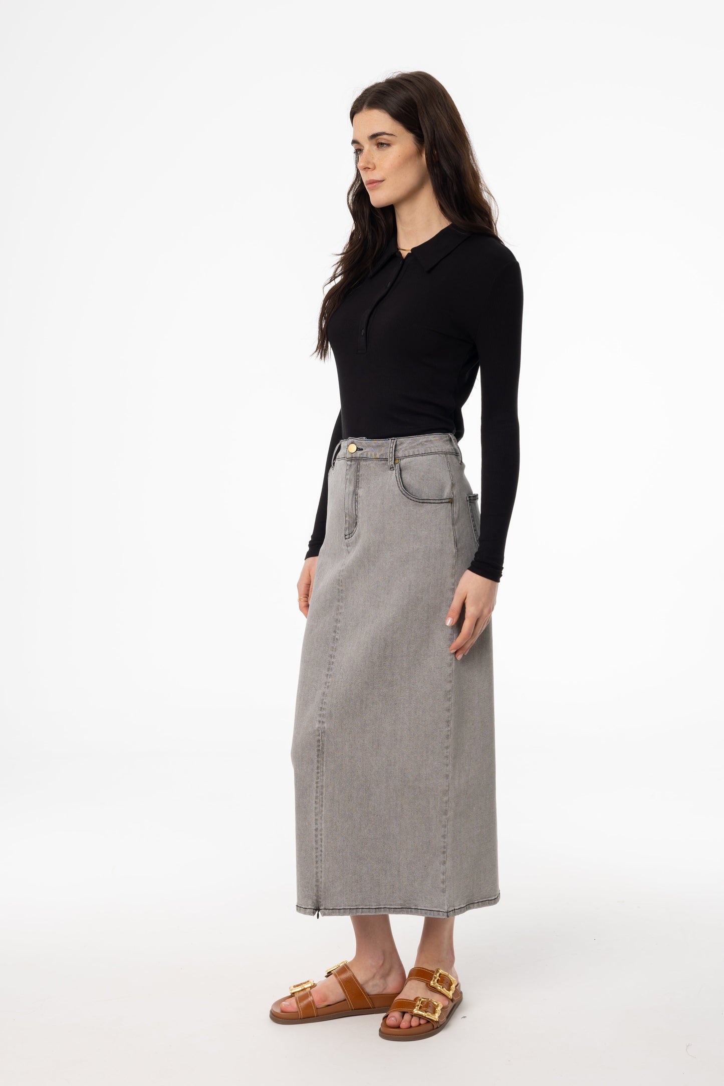 Grey Wash Everyday Denim Skirt