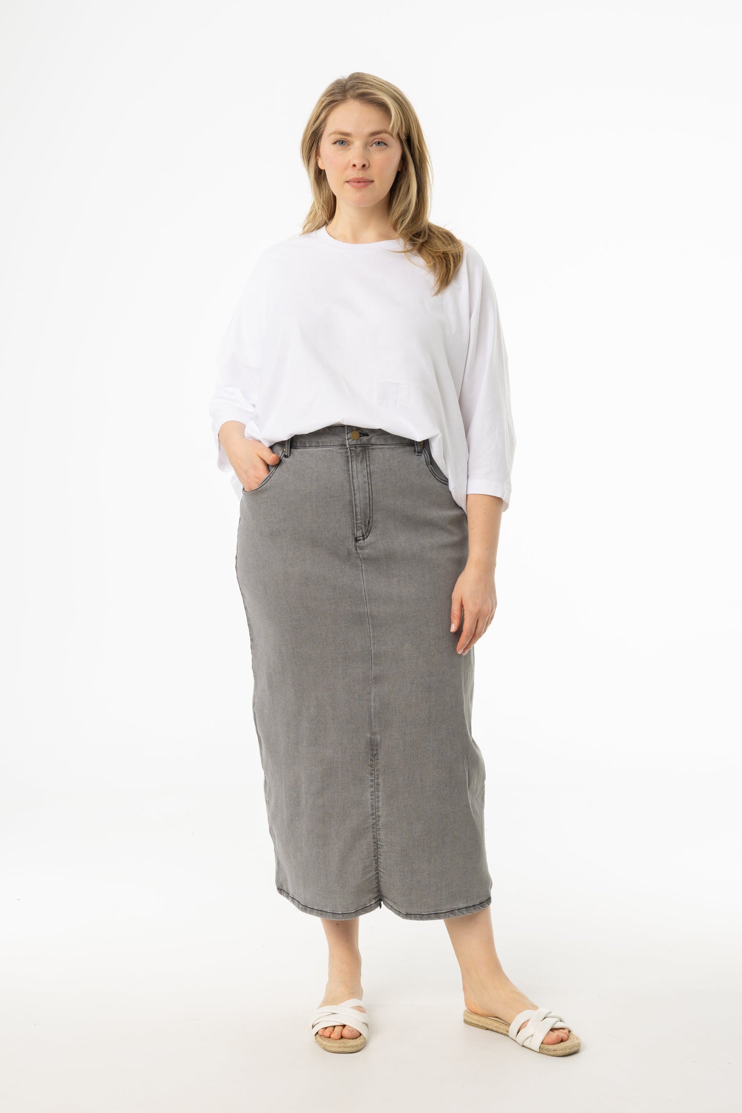 Grey Wash Everyday Denim Skirt