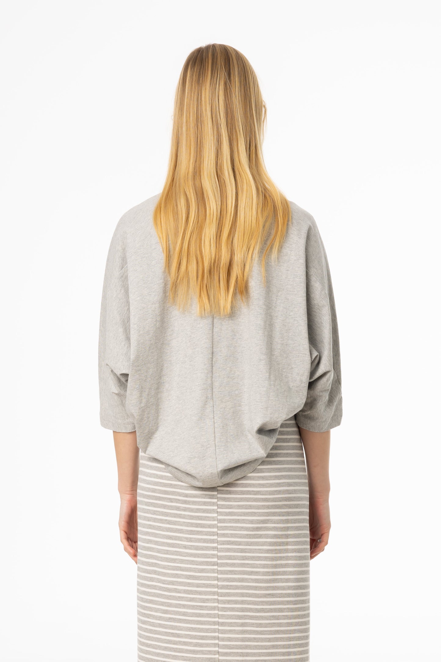 Grey Oversized Dolman 3/4 Sleeve T-Shirt