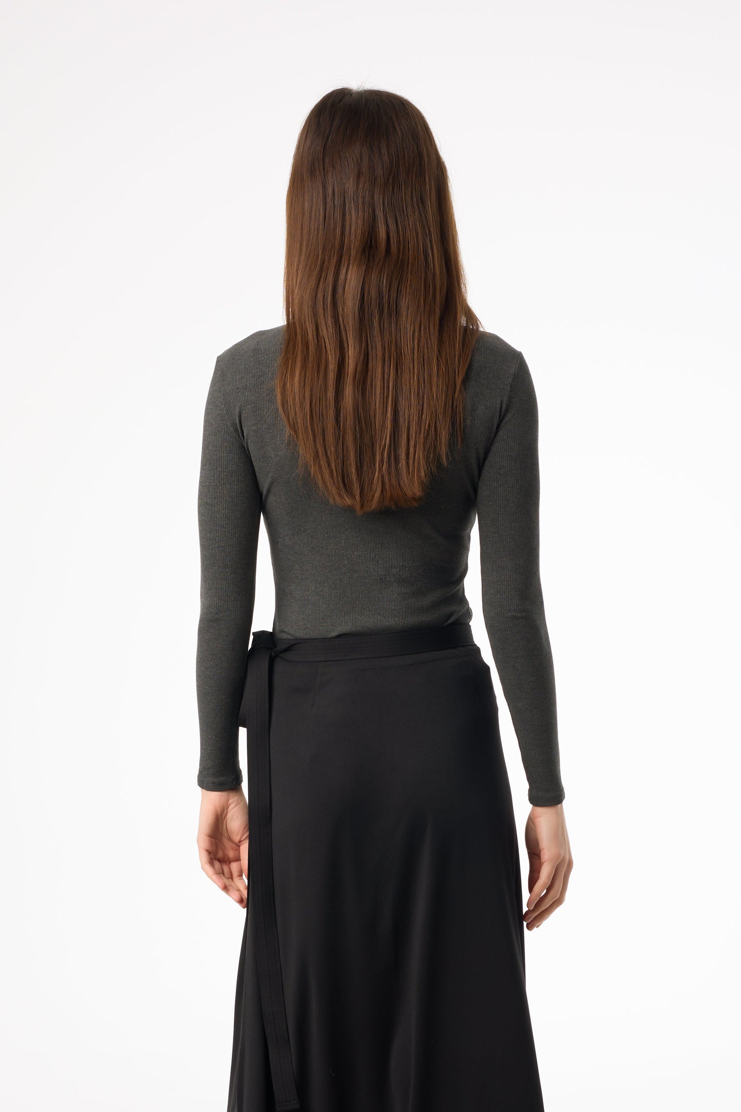 Heather Grey Ribbed Mock Neck Top