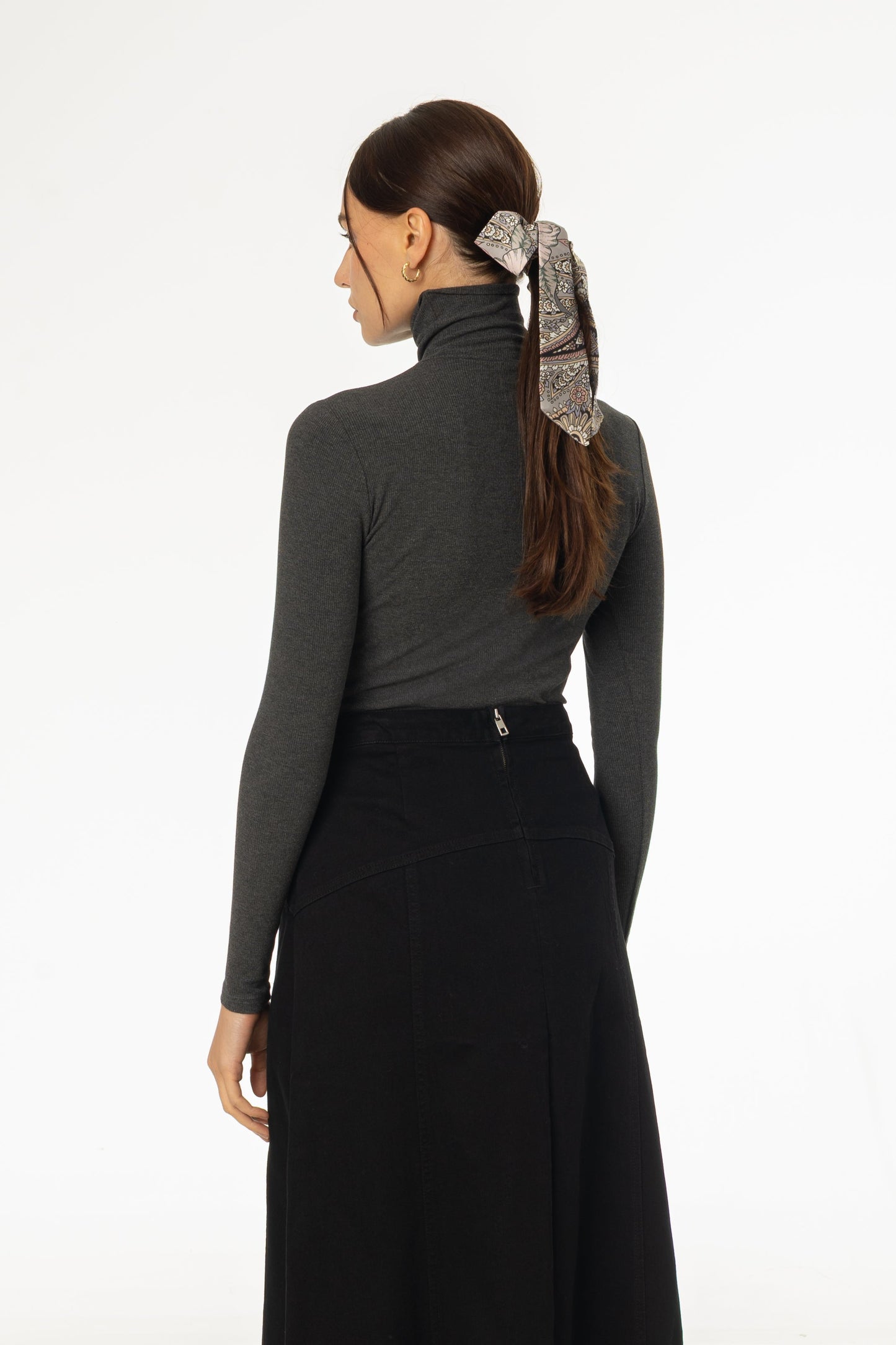 Heather Grey Ribbed Turtleneck Top