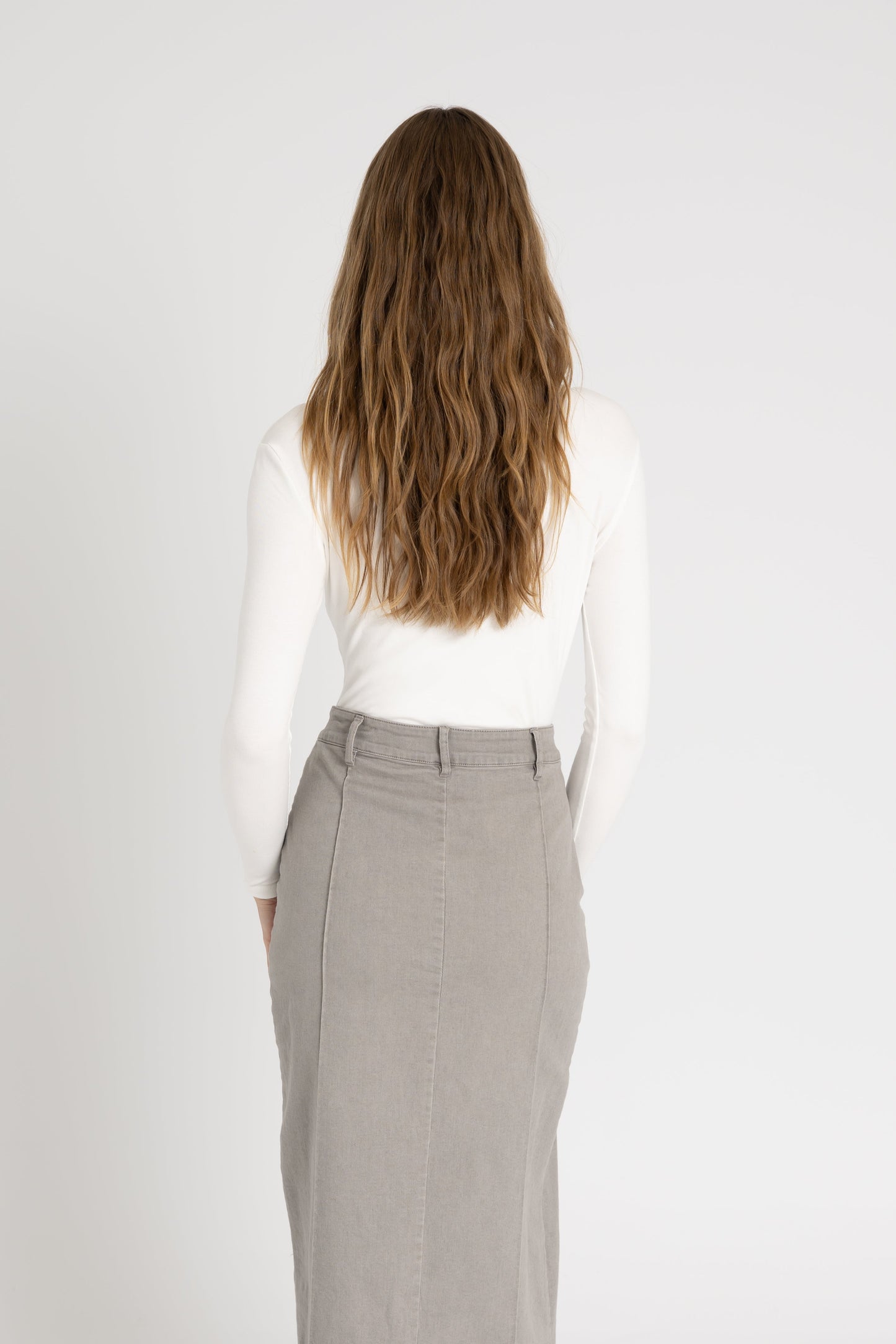 White Basic Wider Neck Ribbed Tee
