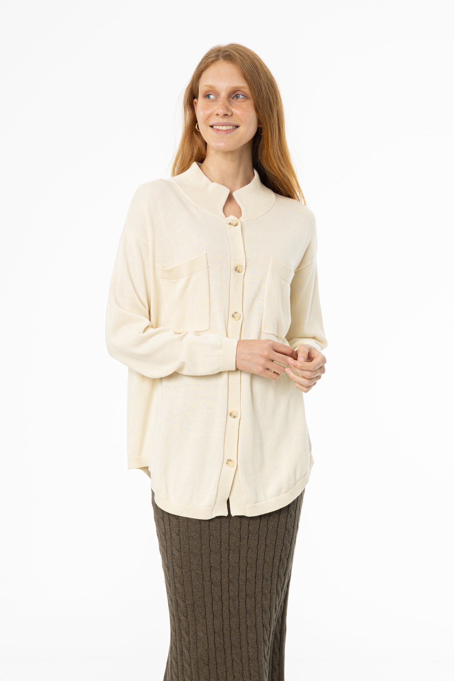 Ivory Oversized Knit Cardigan