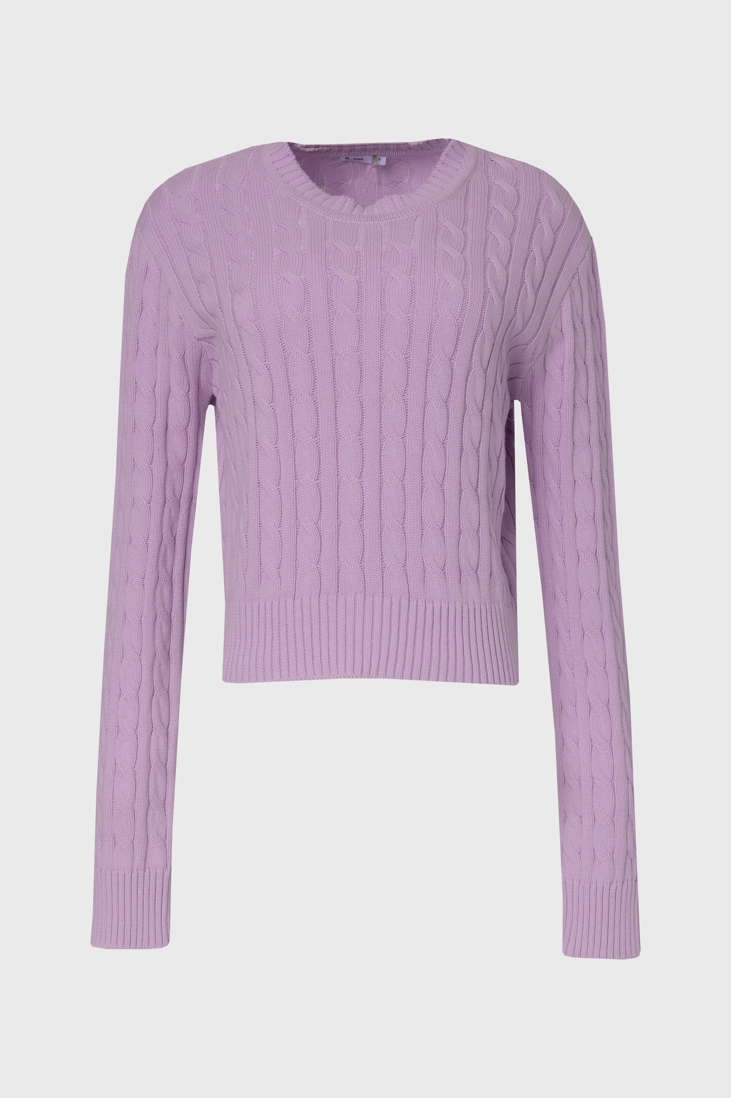 Lavender Round Neck Cable Knit Sweater