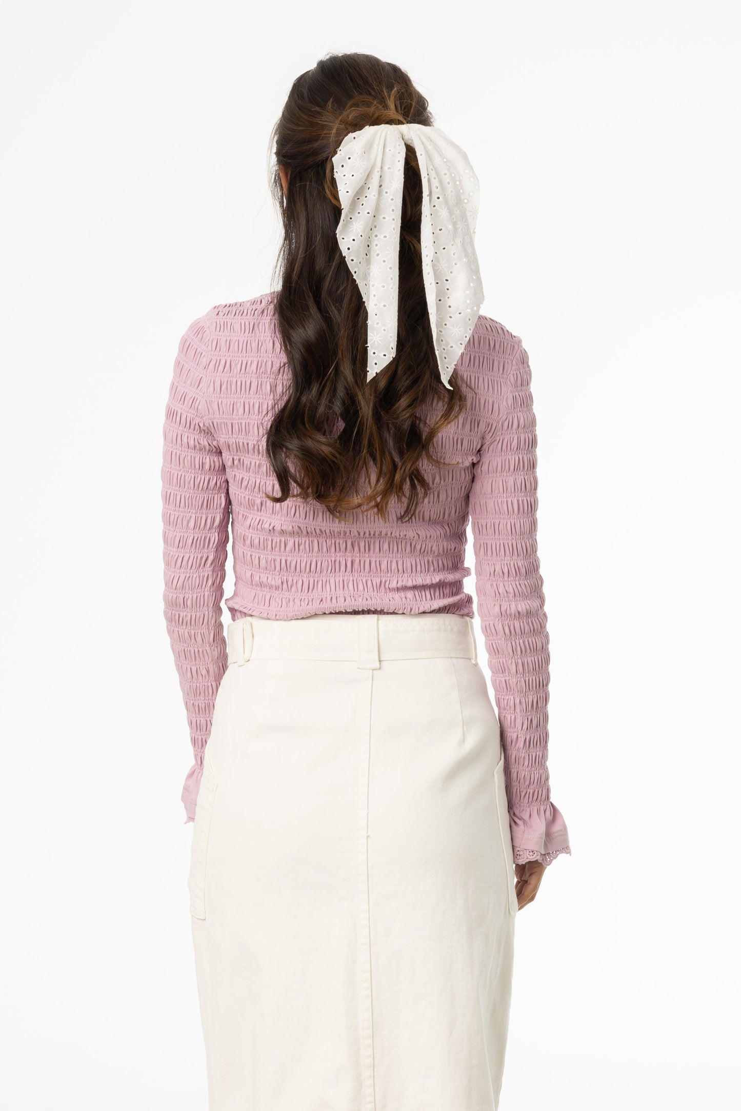 Lavender Smocked Ruffle Sleeve T-Shirt