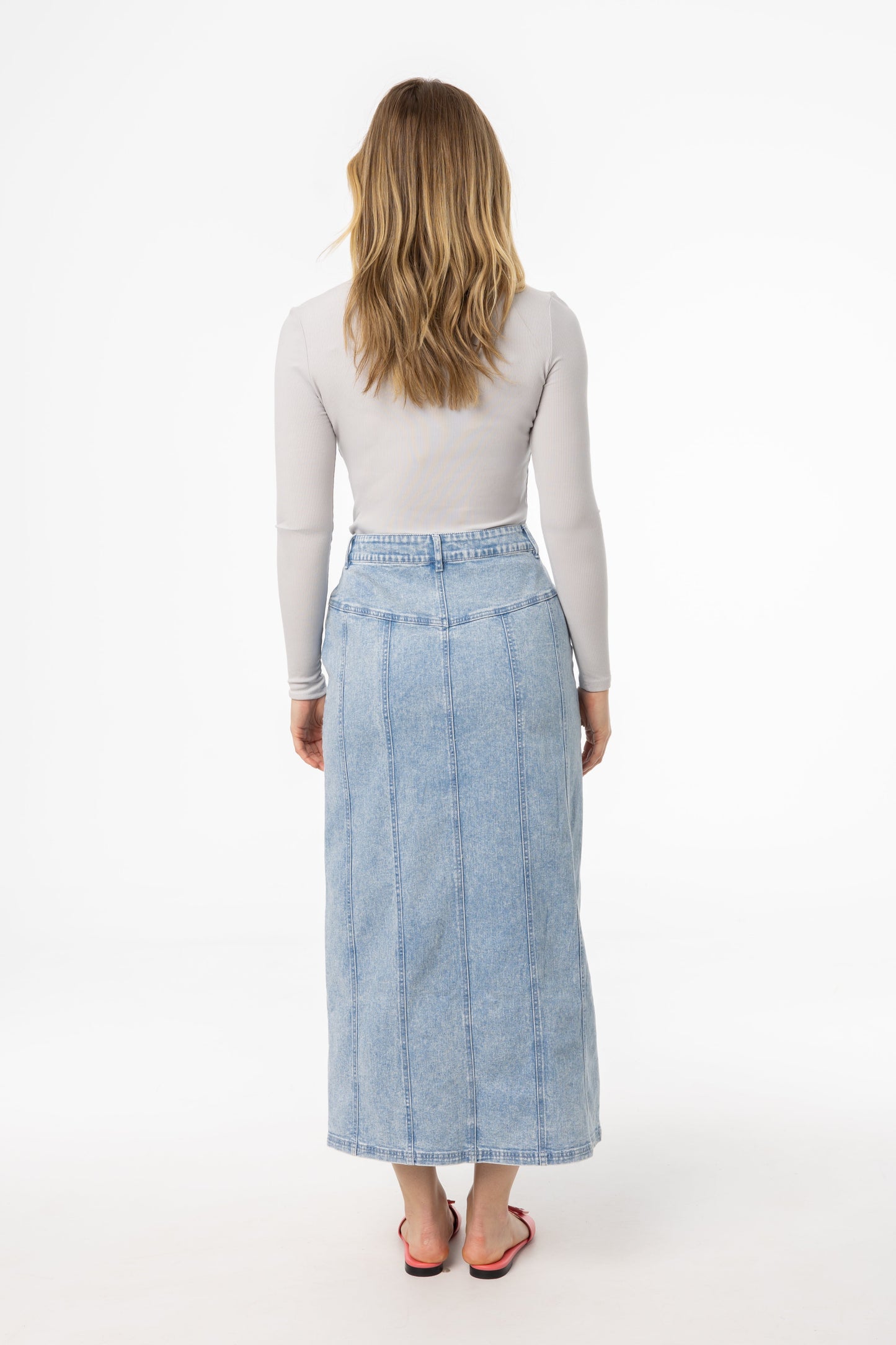 Light Blue Pocket Denim Skirt