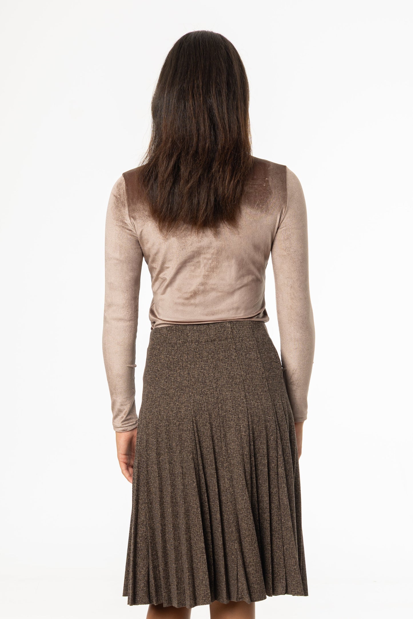 Light Brown Velvet Mock Neck Top